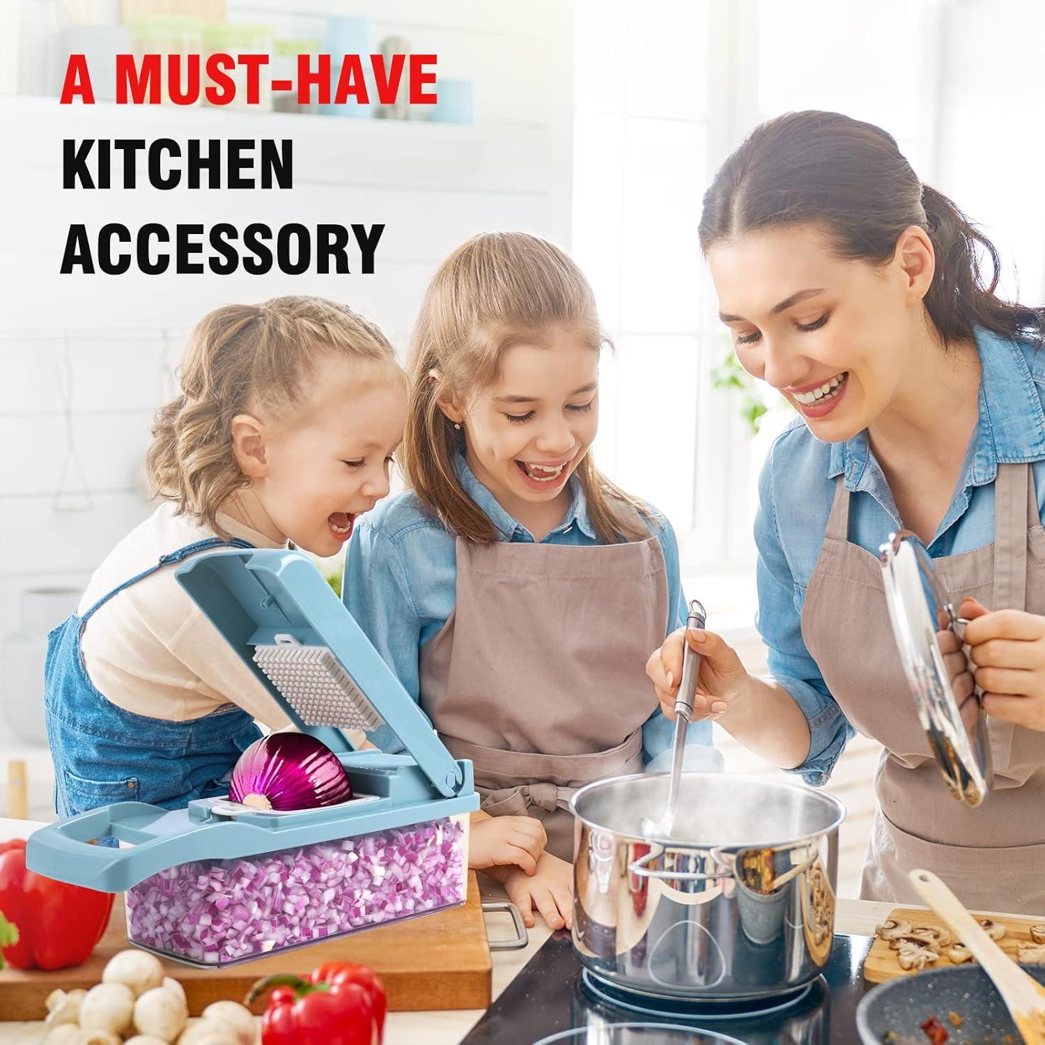 Picador de Verduras Amzeth 12 en 1 Acero Inoxidable Azul