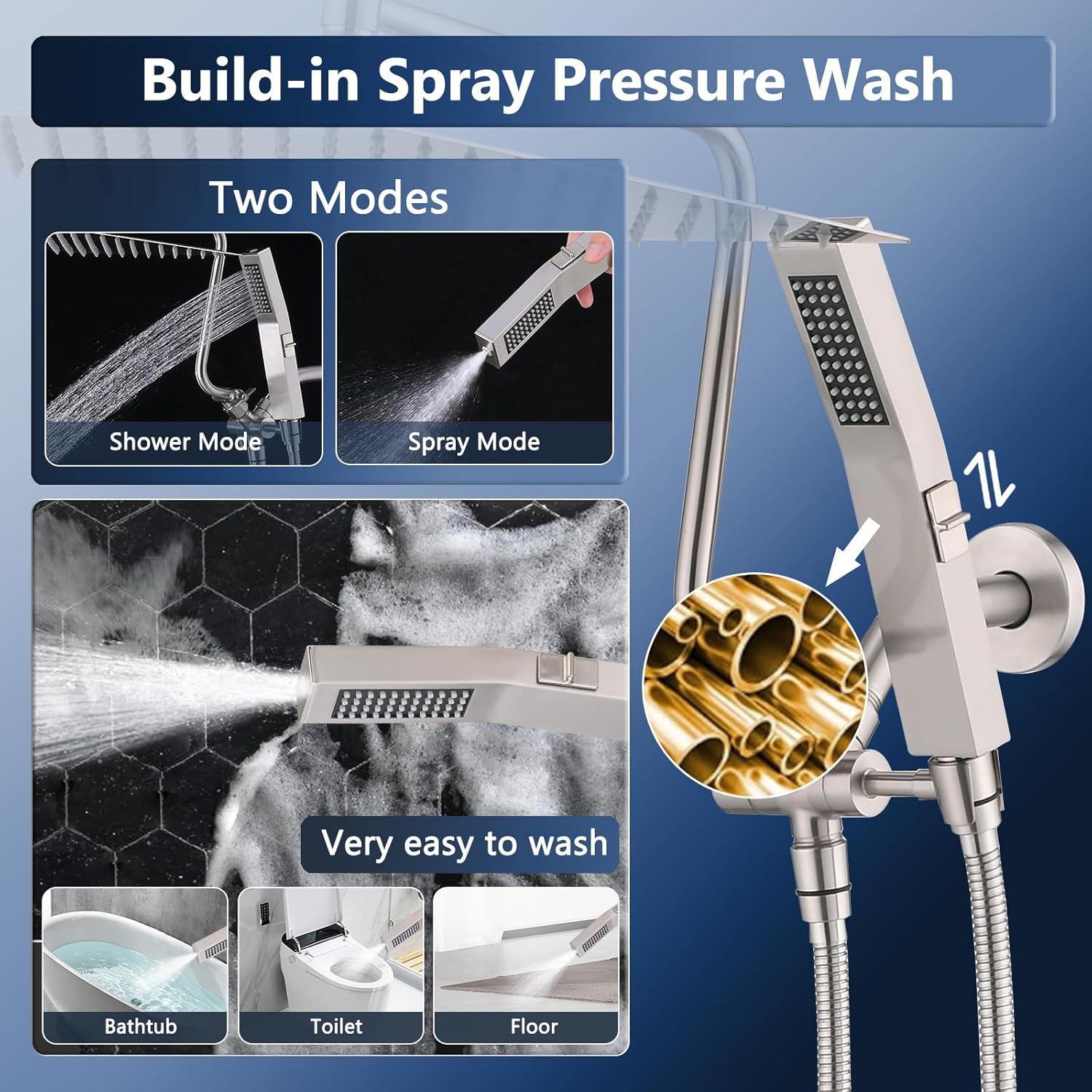 Cabezal de Ducha de Lluvia PDPBath 12" (30.48 cm) Metal Niquel