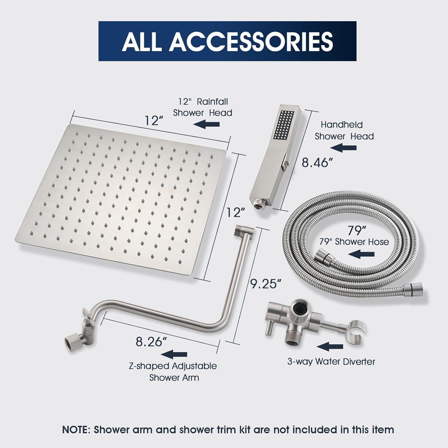 Cabezal de Ducha de Lluvia PDPBath 12" (30.48 cm) Metal Niquel