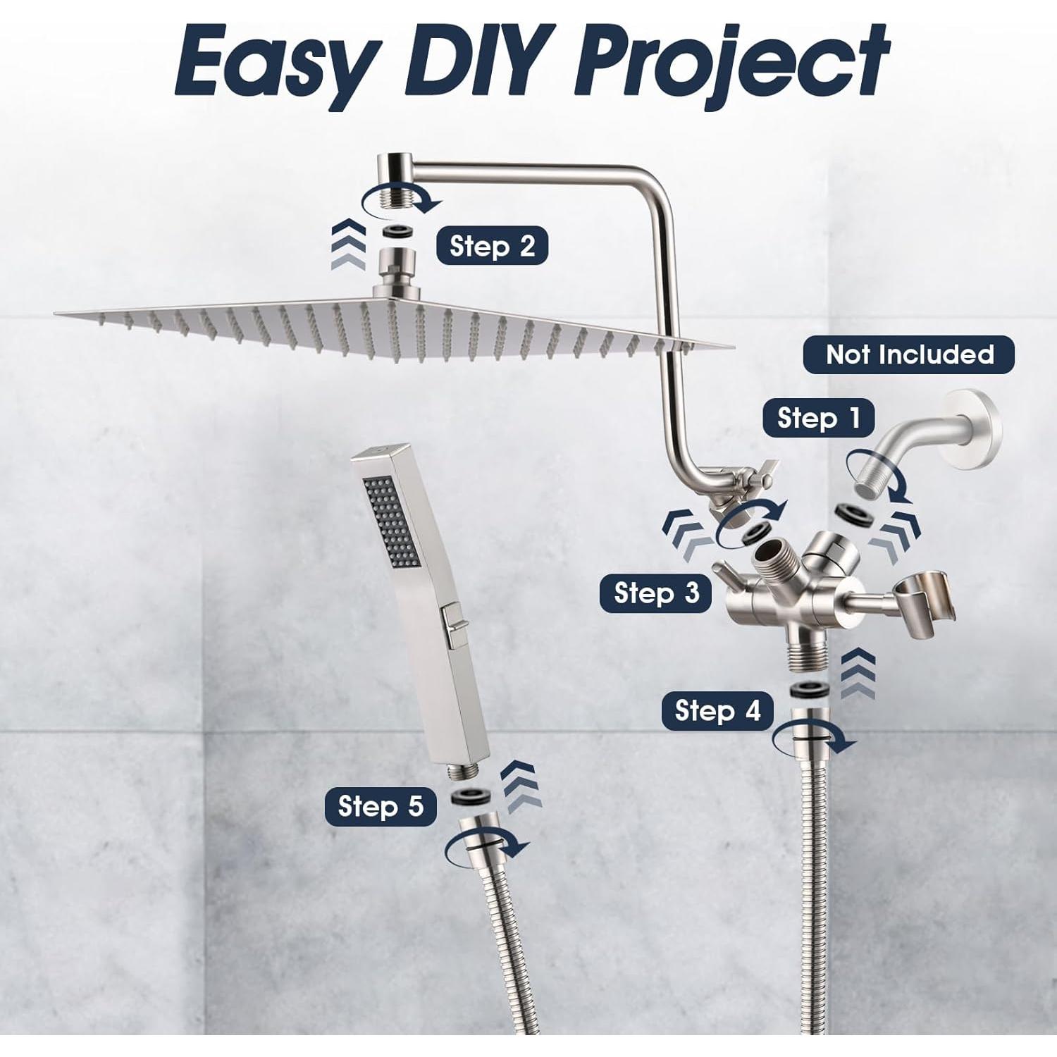 Cabezal de Ducha de Lluvia PDPBath 12" (30.48 cm) Metal Niquel