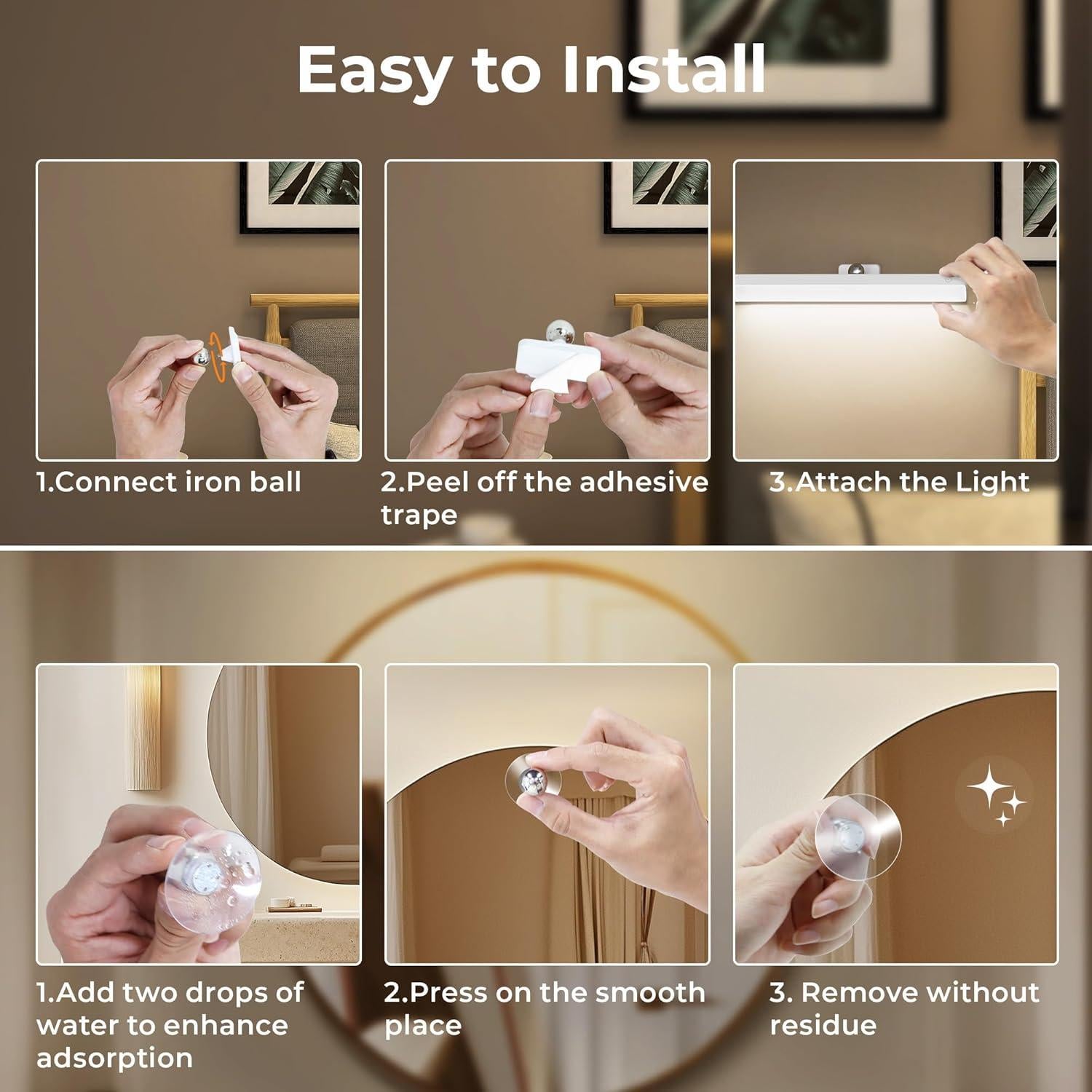 Espejo de Maquillaje LED Benature LCL025 6500K Recargable