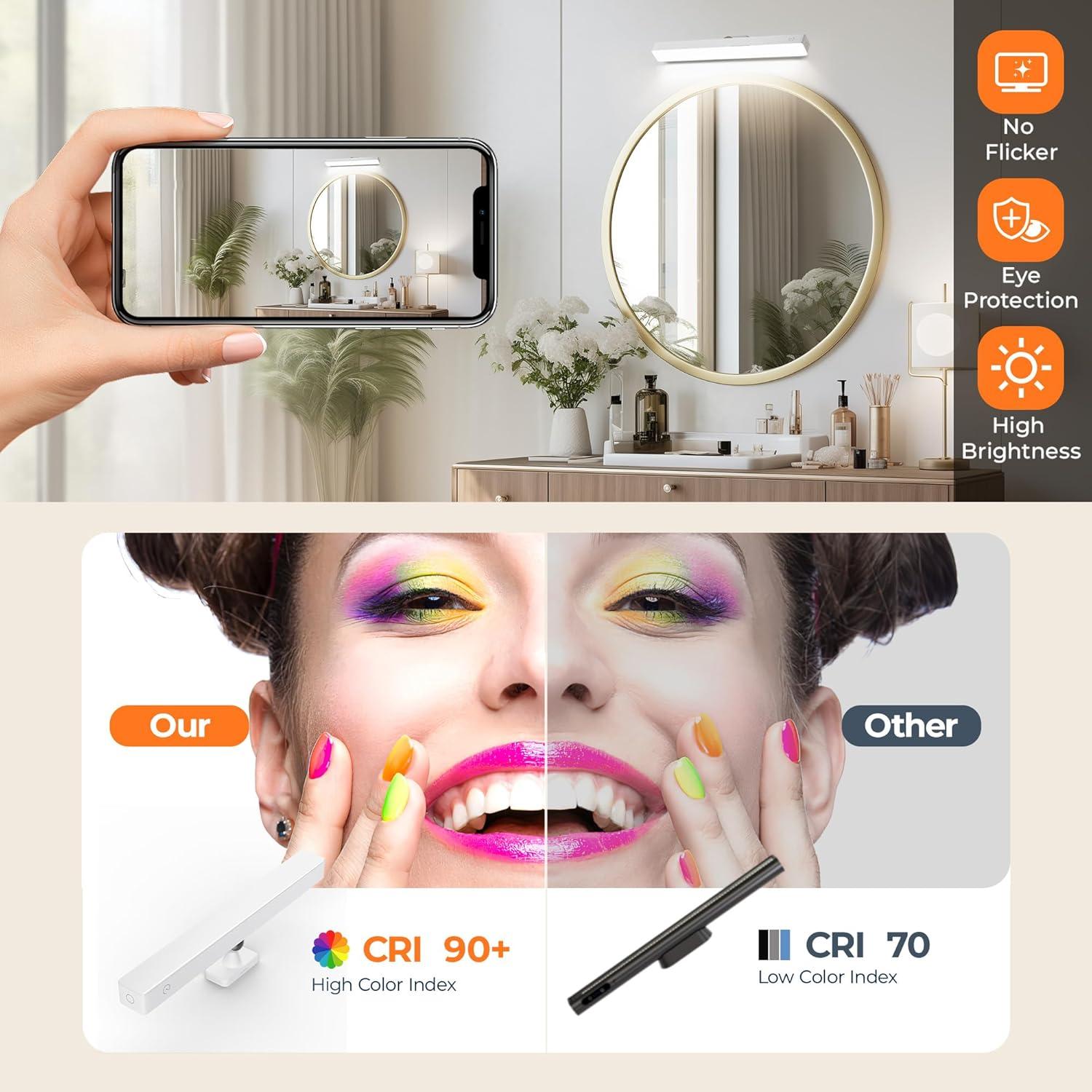 Espejo de Maquillaje LED Benature LCL025 6500K Recargable