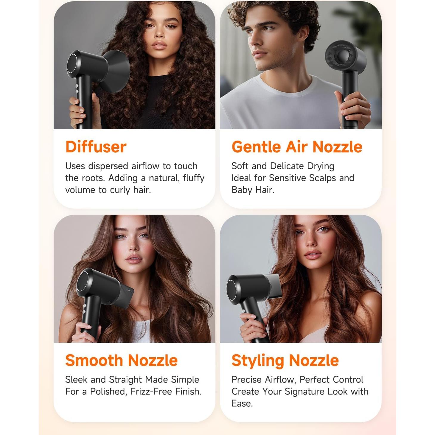 Secador de Pelo Profesional PLUZZ X116 con Difusor 400M