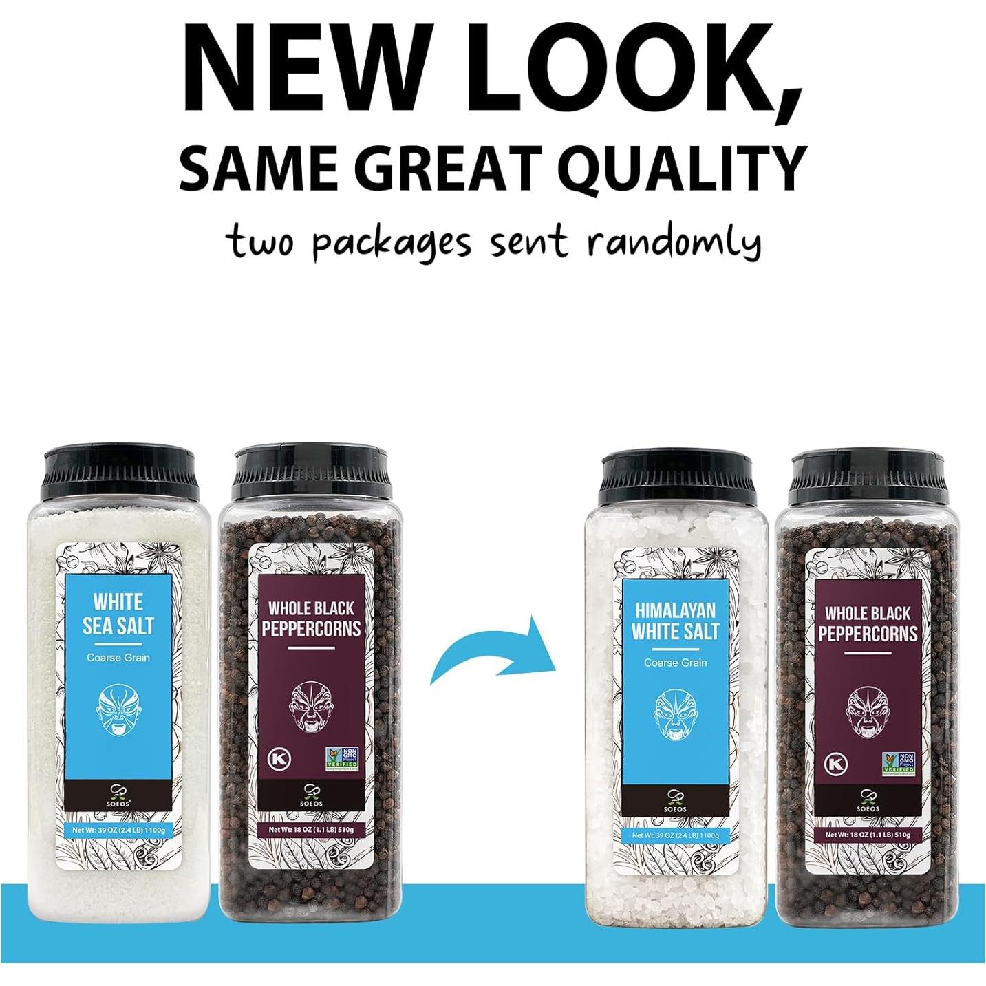 Soeos Sal del Mar Himalayo 1.1 kg + Pimienta Negra 0.5 kg