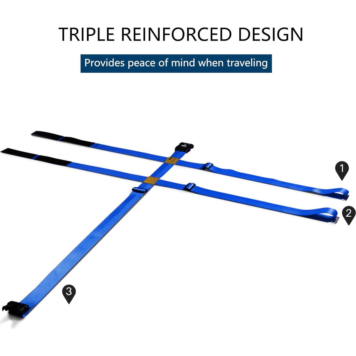 Correas de Equipaje Doble Cruz Linpr - Nylon Azul 3000 kg