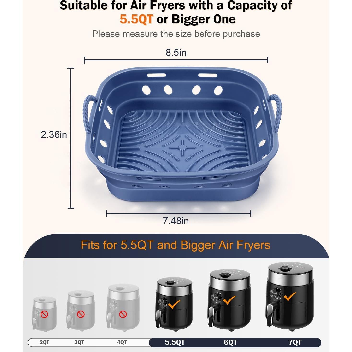 Forros de Silicona Reutilizables AMFOCUS para Freidora de Aire 22.86cm