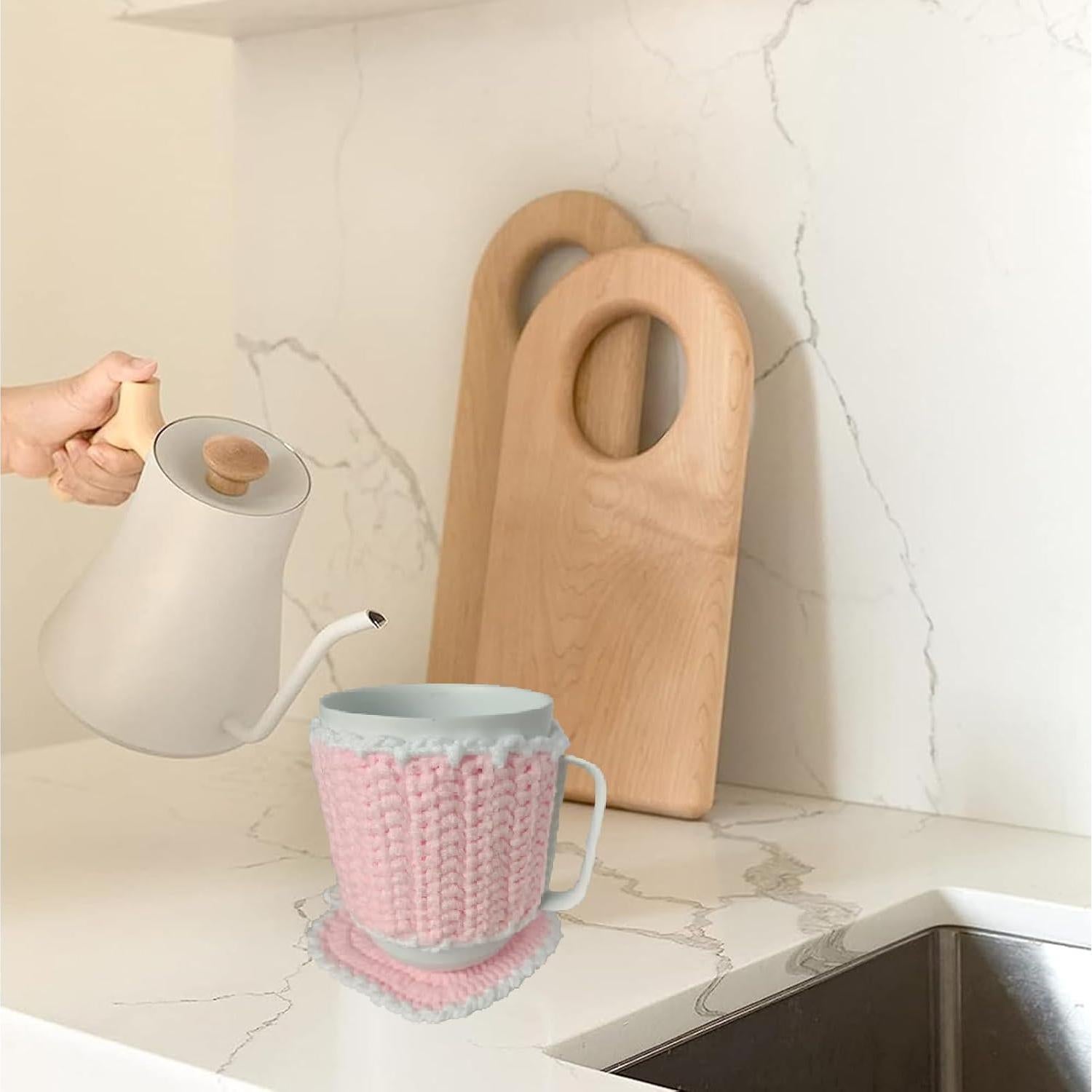 Juego de Funda y Posavasos Corazón Wuryuema para Taza 10 oz