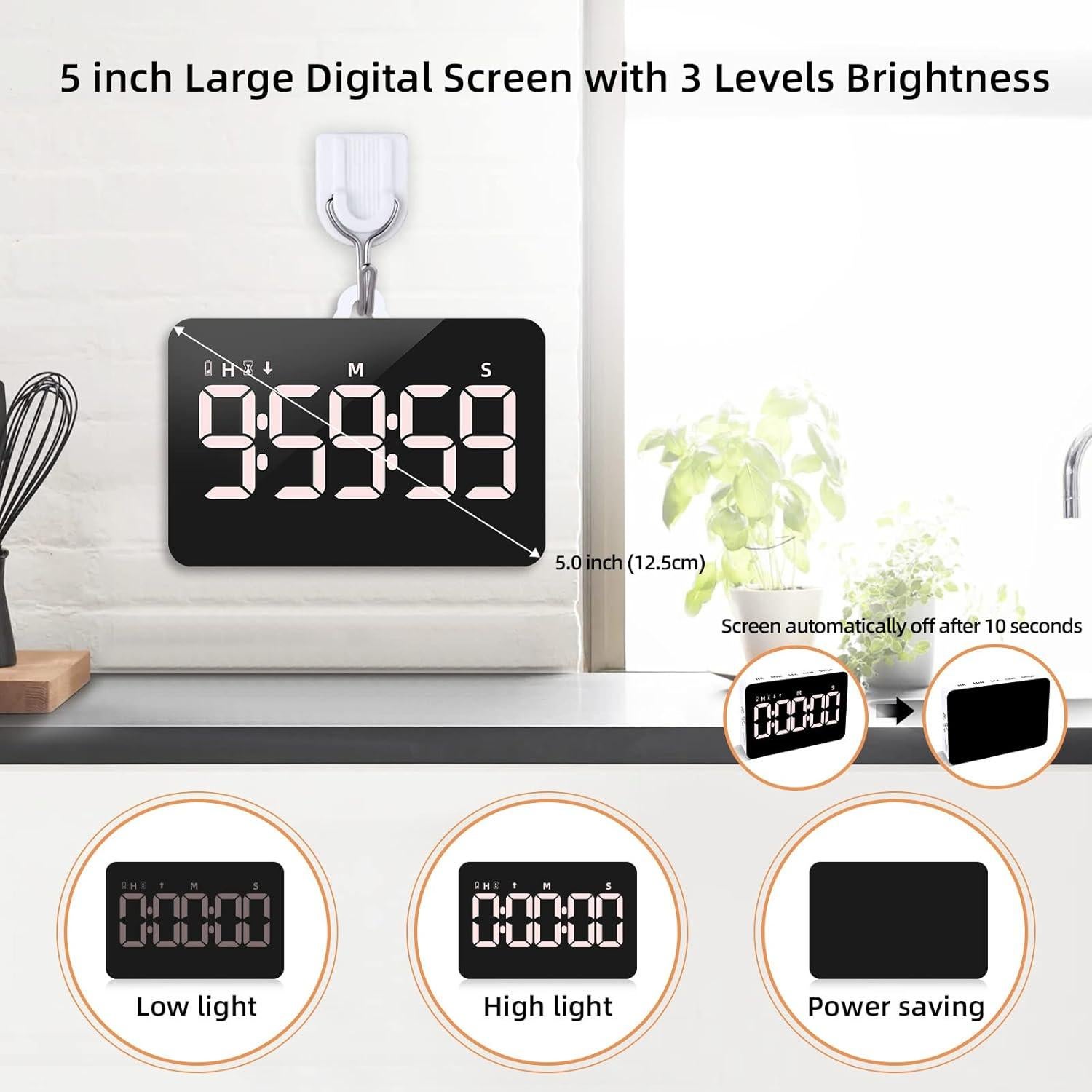 Temporizador de cocina digital recargable Samshow LED 5"