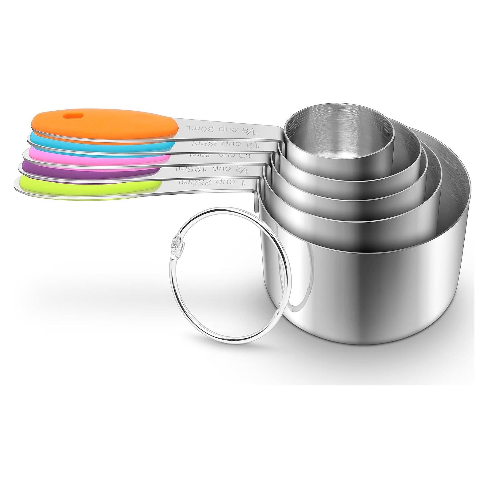 Juego de Tazas Medidoras de Acero Inoxidable BIDFUL 5 Piezas