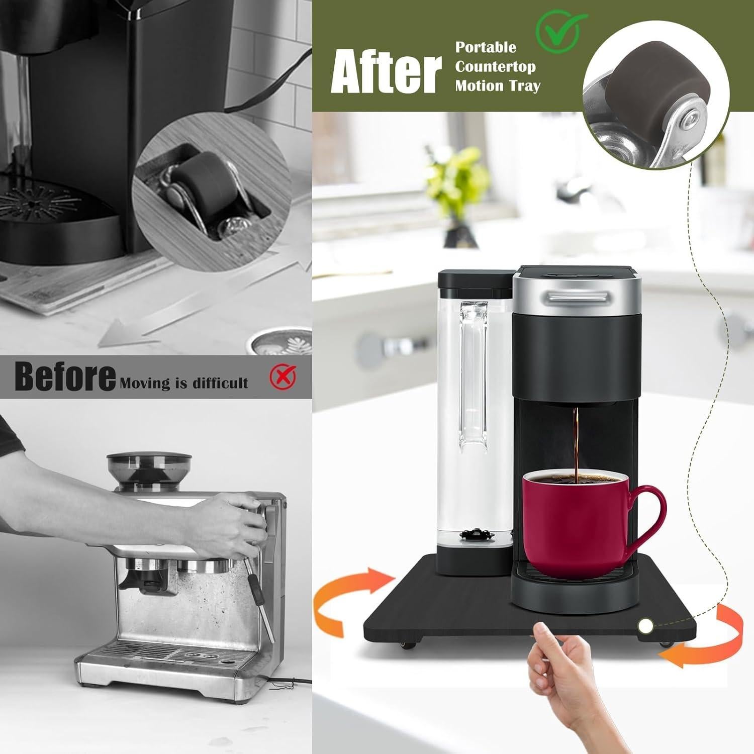 Bandeja Giratoria 360° Xykzra para Cafetera Negra 9.5x14"