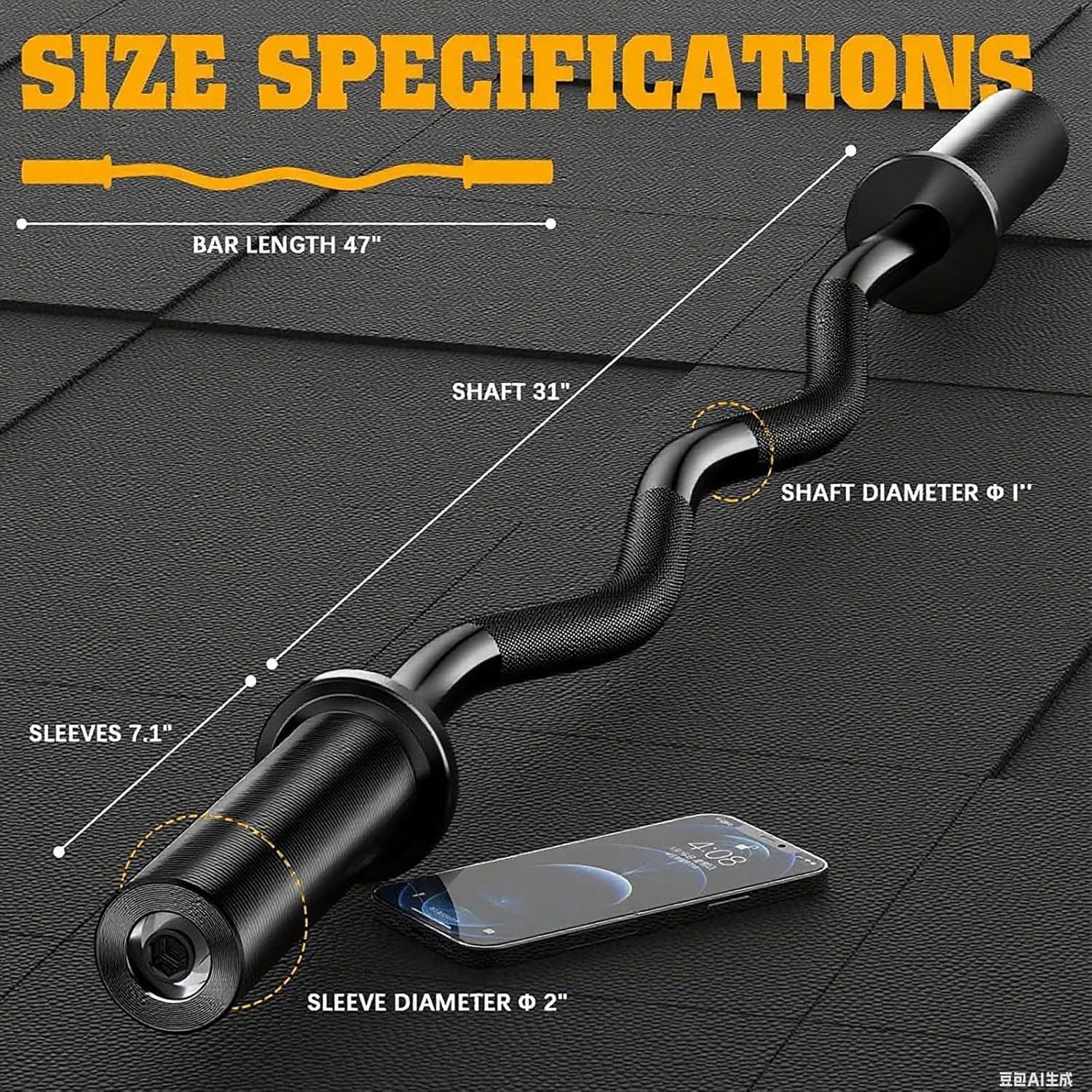 Barra Olímpica EZ Curl Bupans 119.38 cm 500 kg Cromada