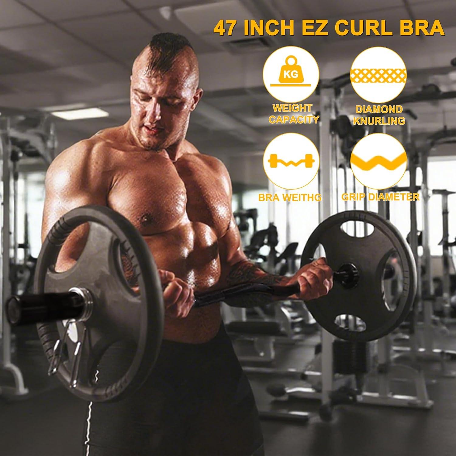 Barra Olímpica EZ Curl Bupans 119.38 cm 500 kg Cromada