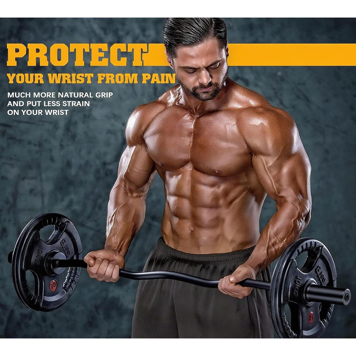 Barra Olímpica EZ Curl Bupans 119.38 cm 500 kg Cromada