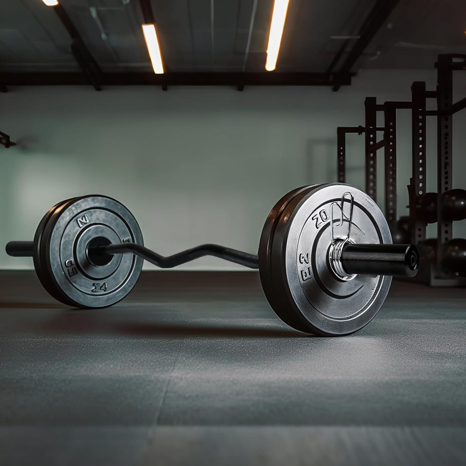 Barra Olímpica EZ Curl Bupans 119.38 cm 500 kg Cromada