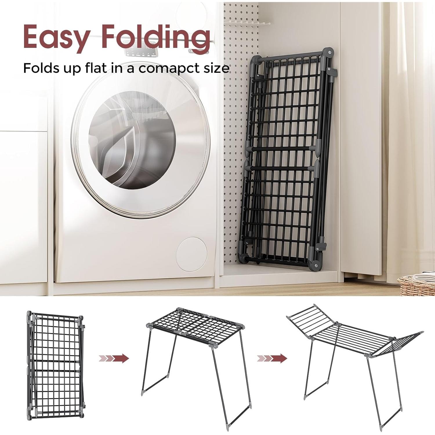 Estante Plegable para Secar Ropa APEXCHASER 175x60 cm Negro