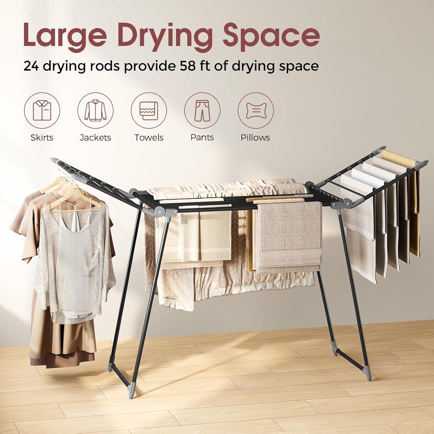 Estante Plegable para Secar Ropa APEXCHASER 175x60 cm Negro