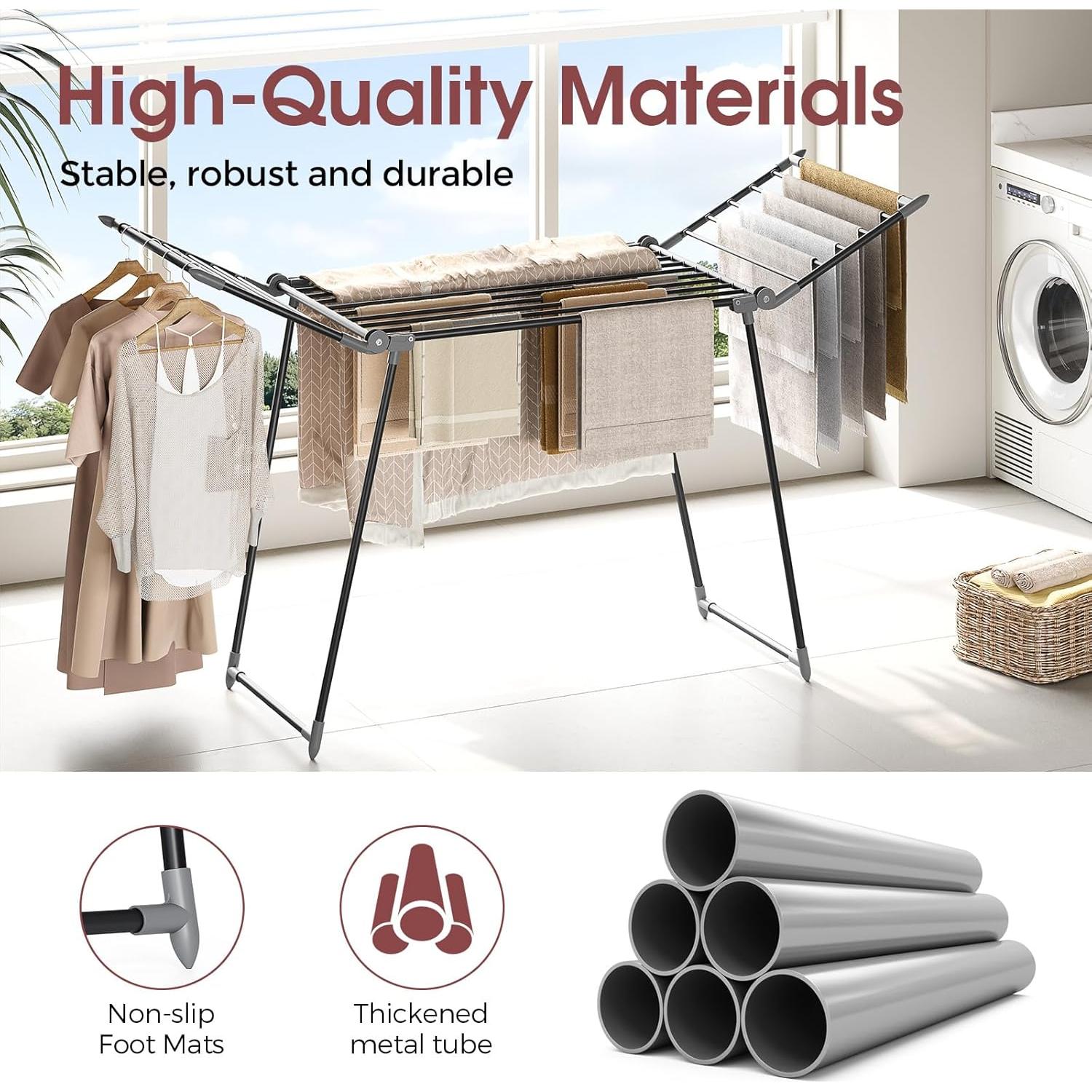 Estante Plegable para Secar Ropa APEXCHASER 175x60 cm Negro