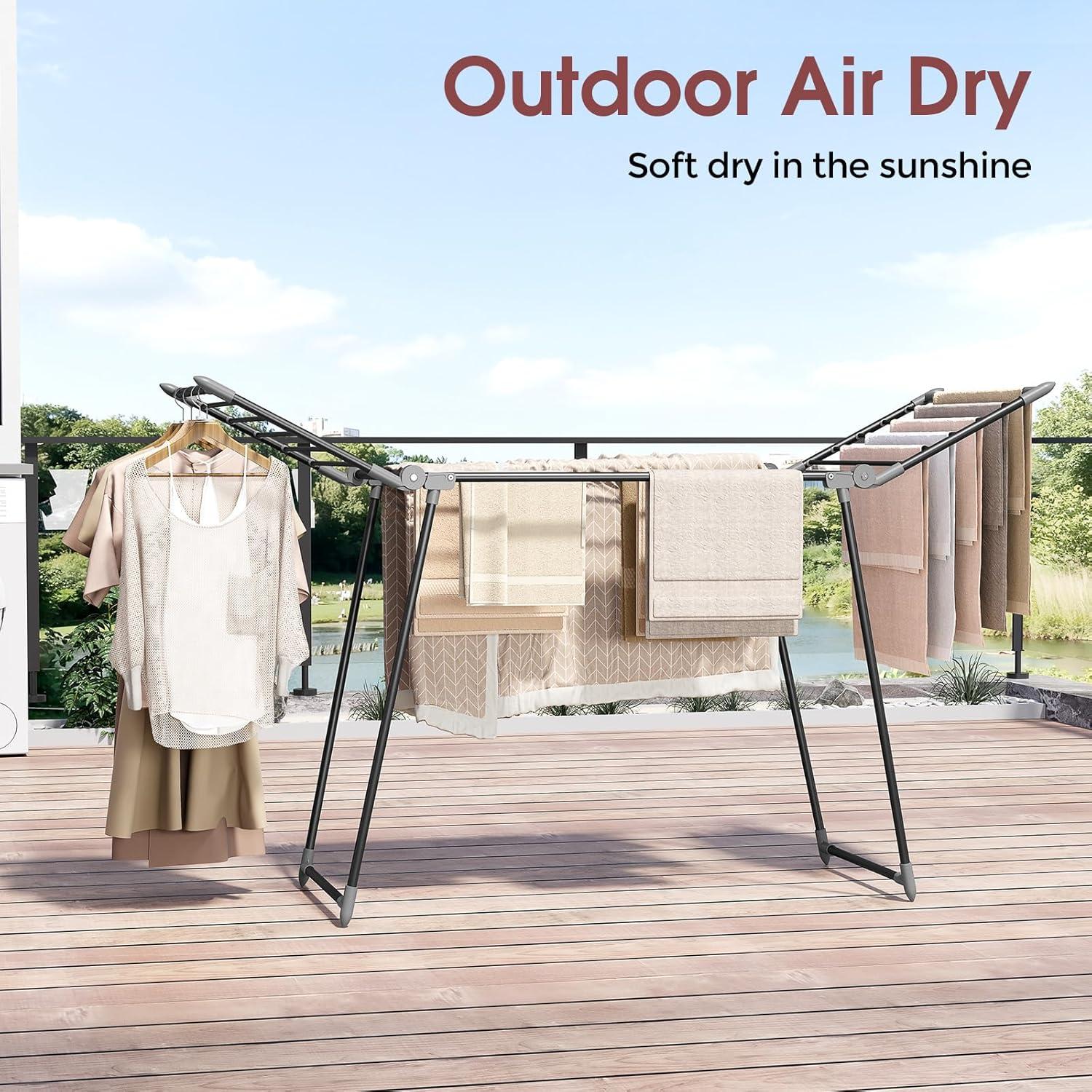 Estante Plegable para Secar Ropa APEXCHASER 175x60 cm Negro