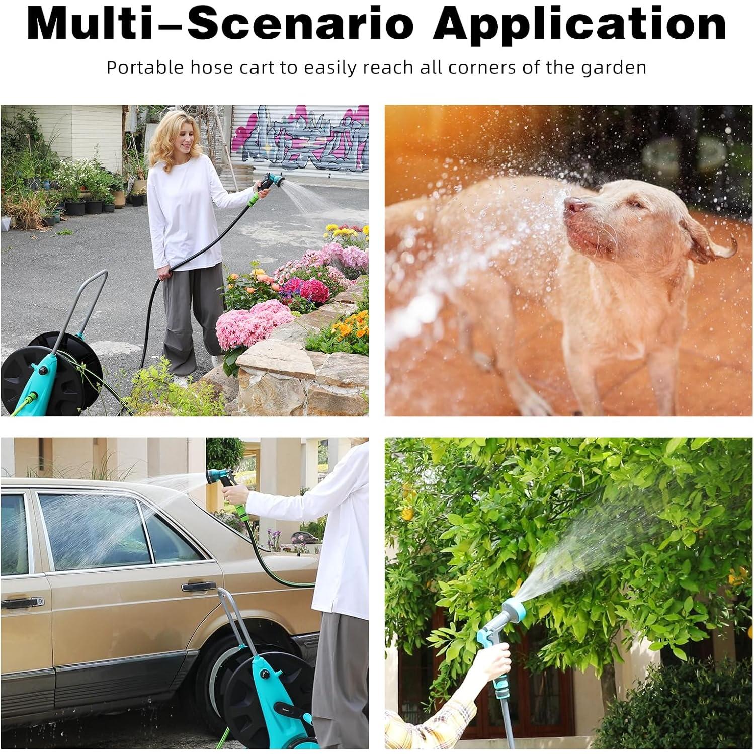 Carro de Manguera Hozcart Azul para Jardín 150-180 pies