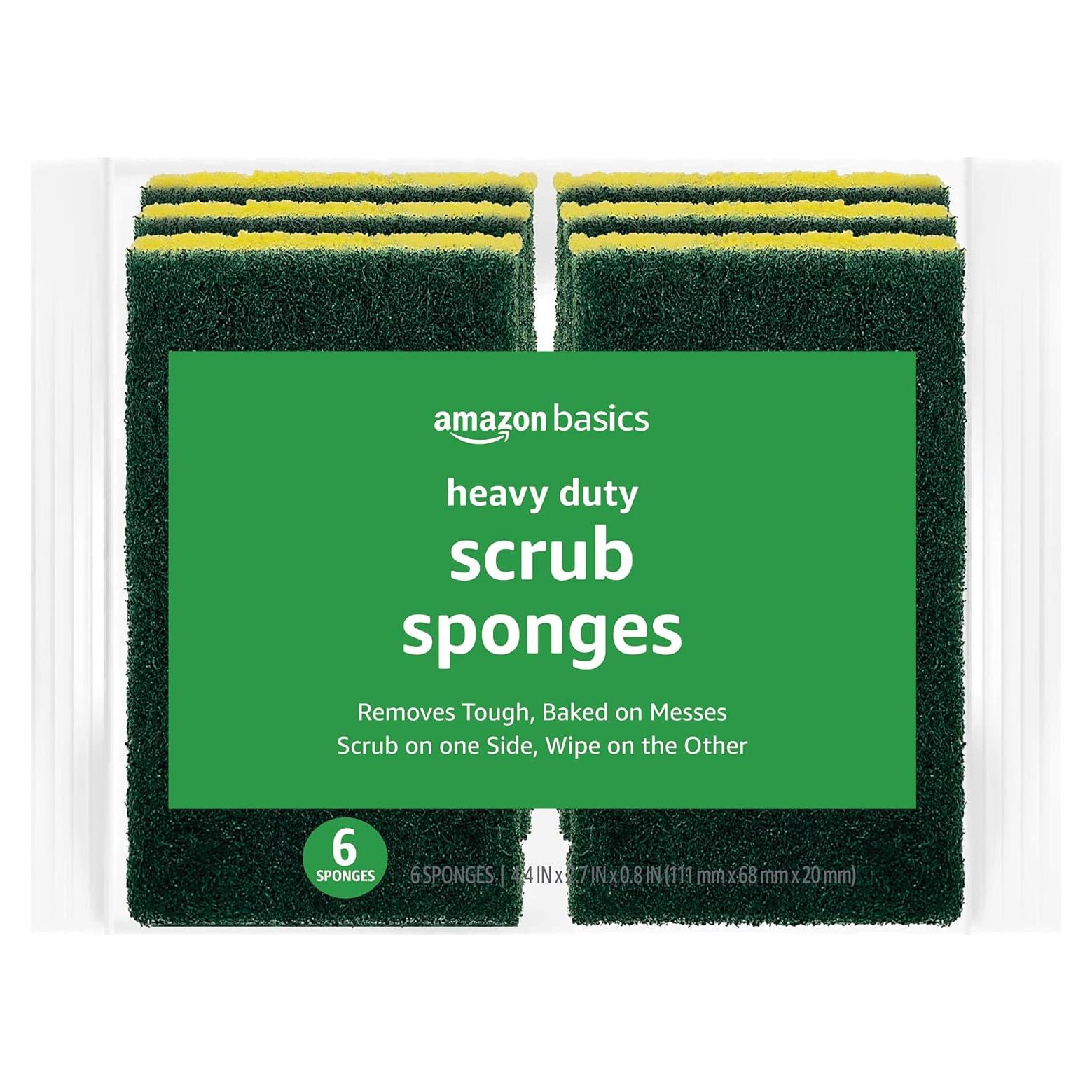 Esponjas de Limpieza Amazon Basics, Alta Resistencia, Paquete de 6