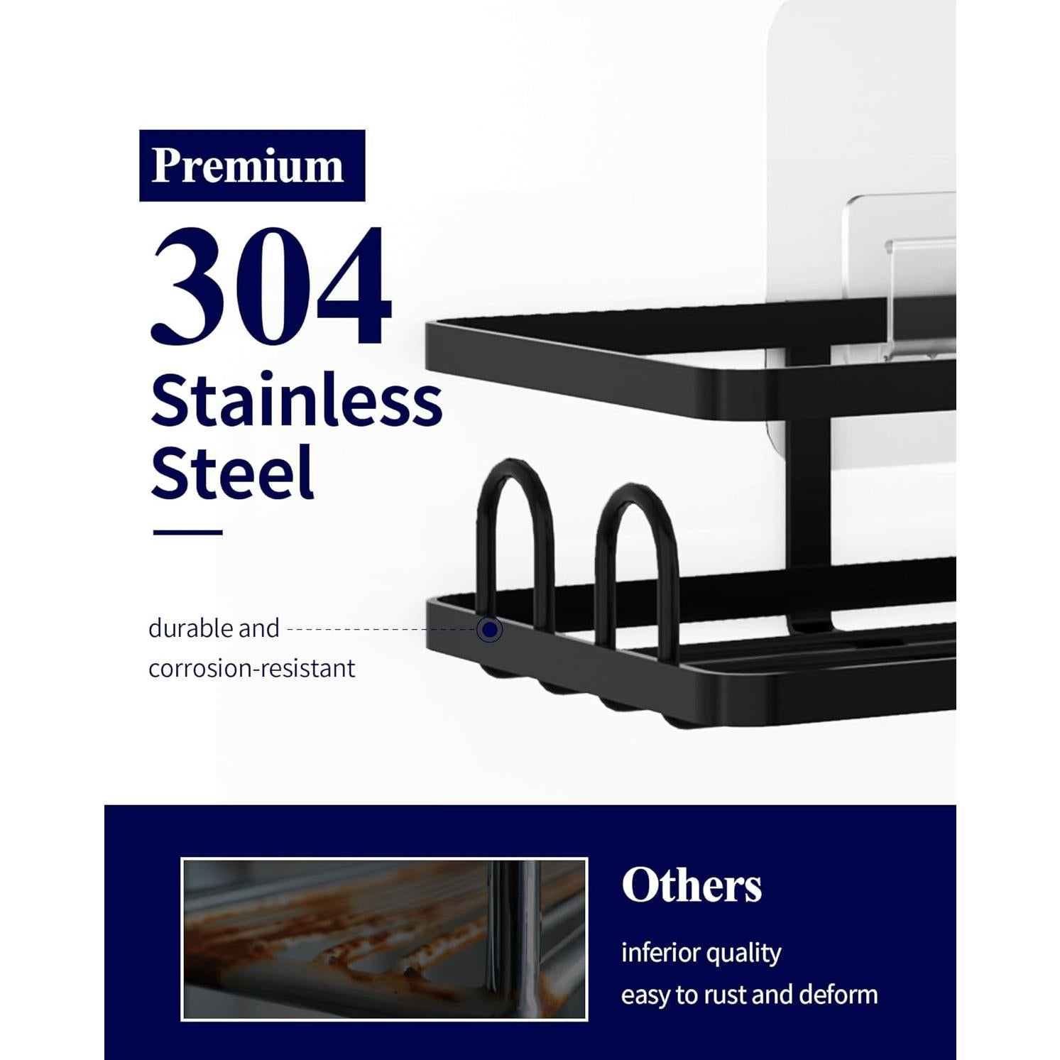 Kitsure Caddy de Ducha Negro - Organizador Sin Perforación 2 Pzas