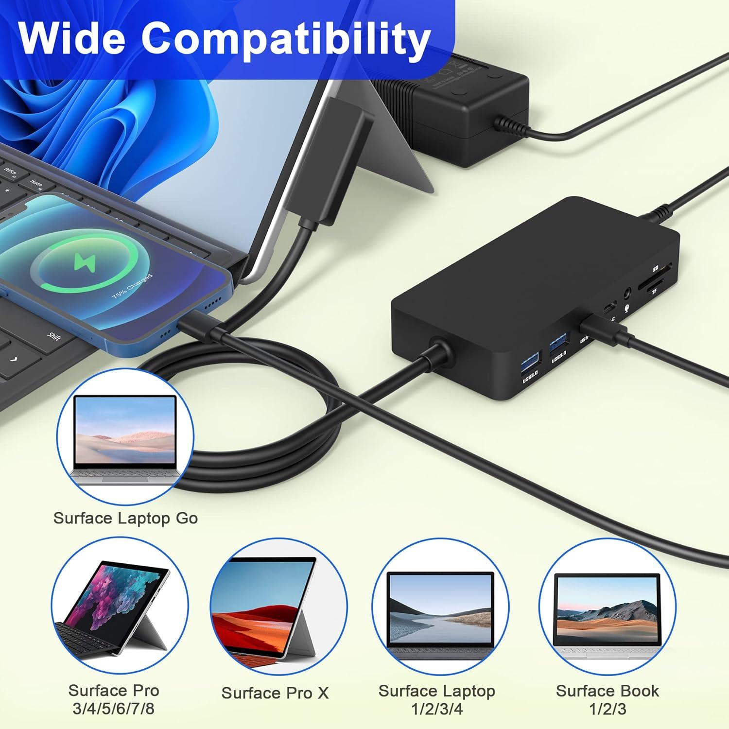 Microsoft Surface Dock 12-en-1 HDMI 4K VGA para Surface