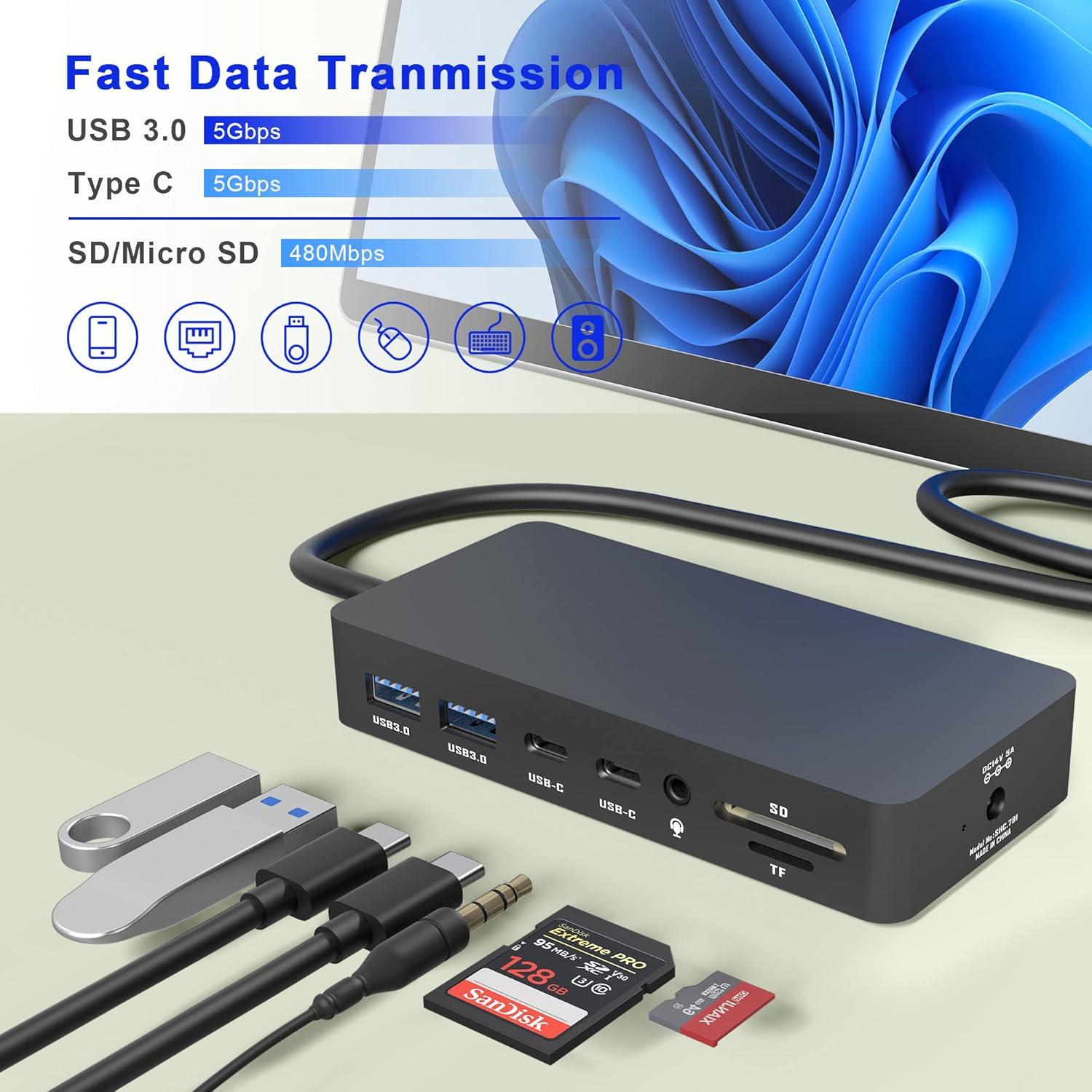 Microsoft Surface Dock 12-en-1 HDMI 4K VGA para Surface