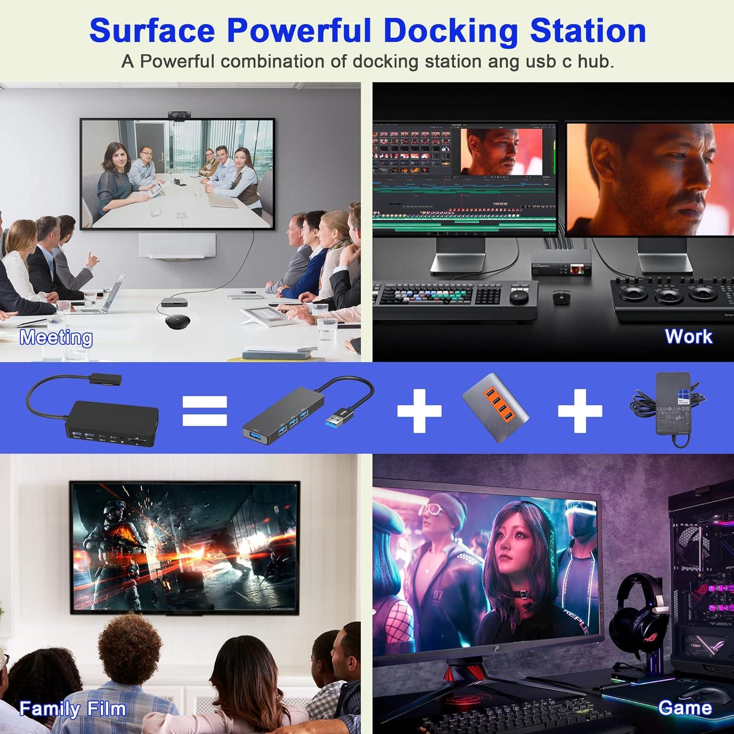 Microsoft Surface Dock 12-en-1 HDMI 4K VGA para Surface