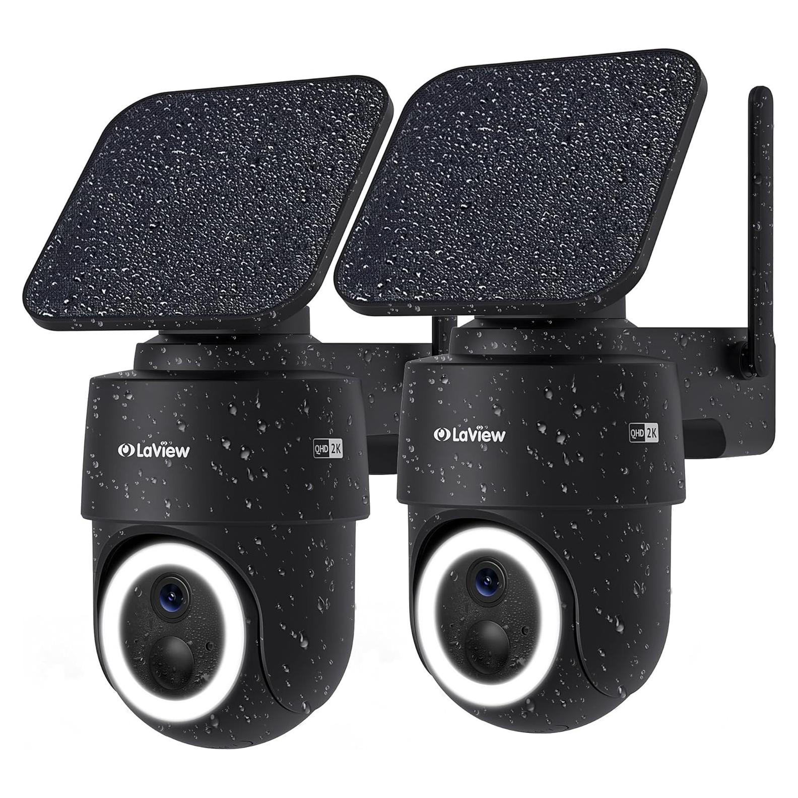 Cámara Solar Inalámbrica LaView 2K, 360° IP65, 2 Paquete