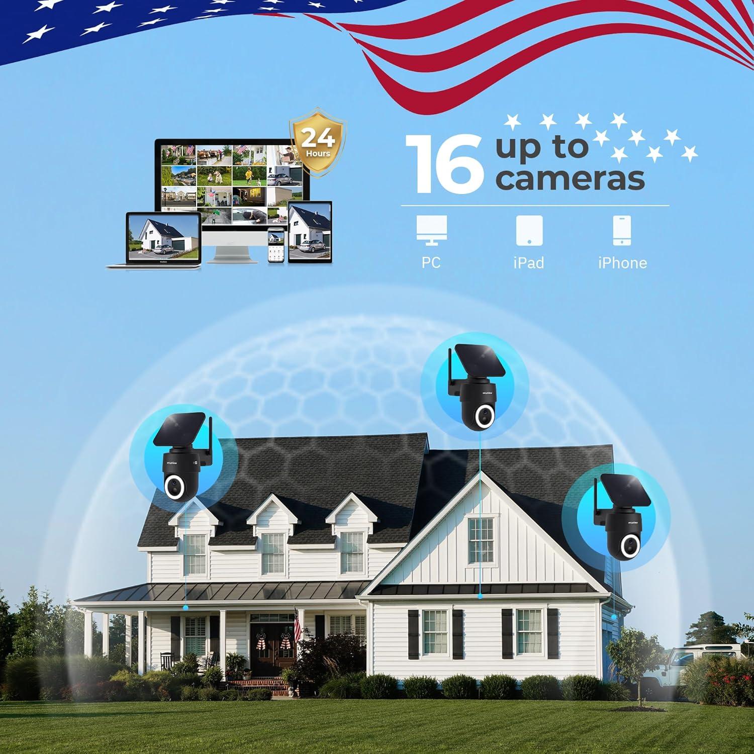 Cámara Solar Inalámbrica LaView 2K, 360° IP65, 2 Paquete