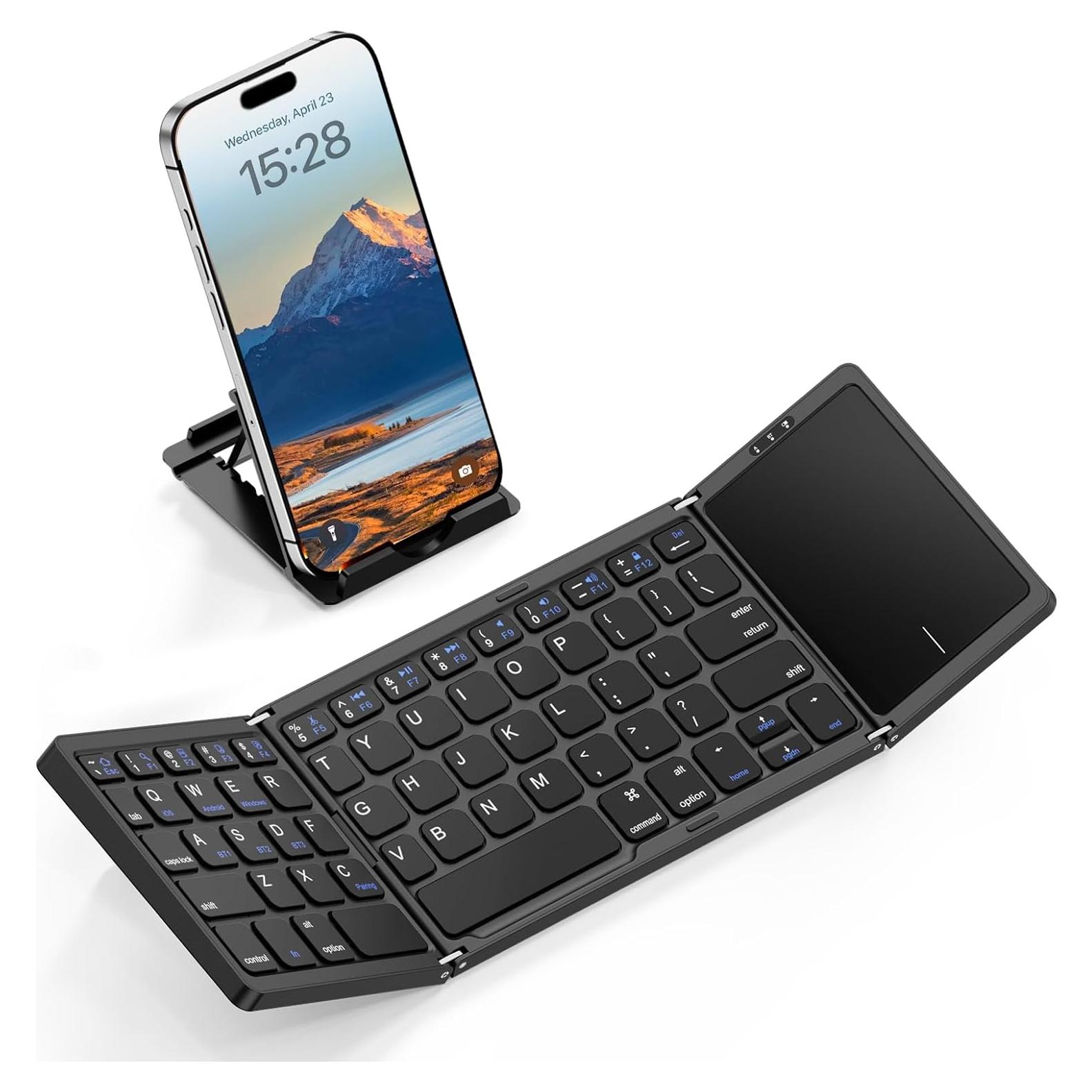 Teclado Bluetooth Plegable Msin-Store con Touchpad, Negro