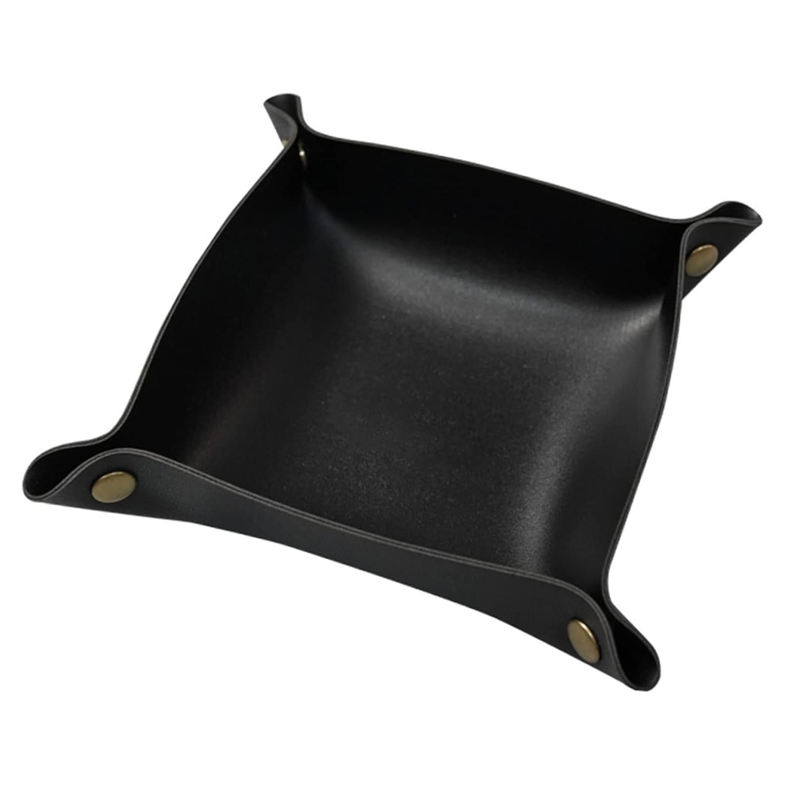 Bandeja de Valet Banugo de Cuero PU Plegable Negra 20x20cm