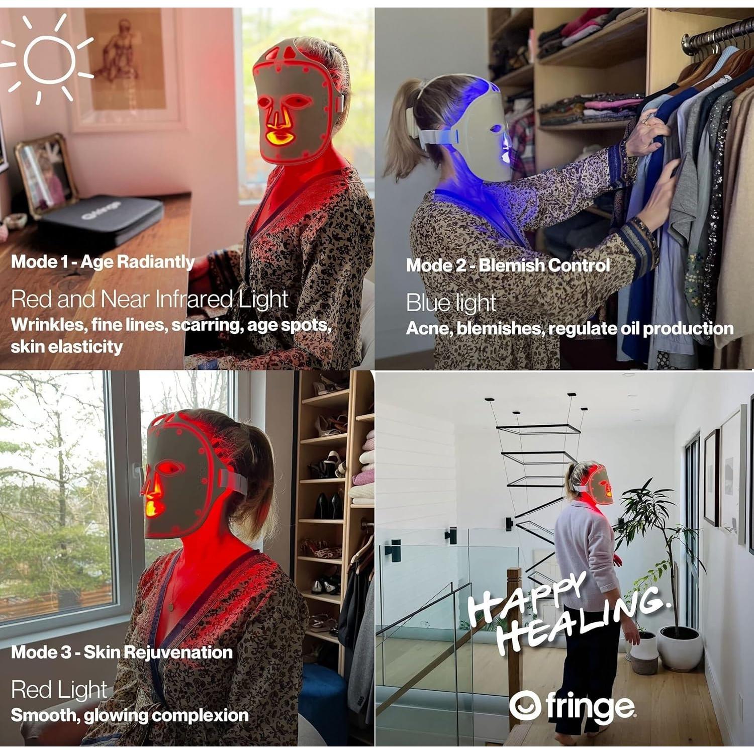 Máscara Facial de Luz Roja y Azul Fringe - Rejuvenecimiento 234 LED