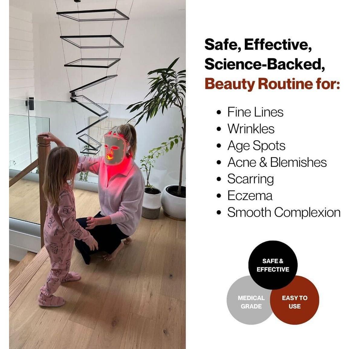 Máscara Facial de Luz Roja y Azul Fringe - Rejuvenecimiento 234 LED