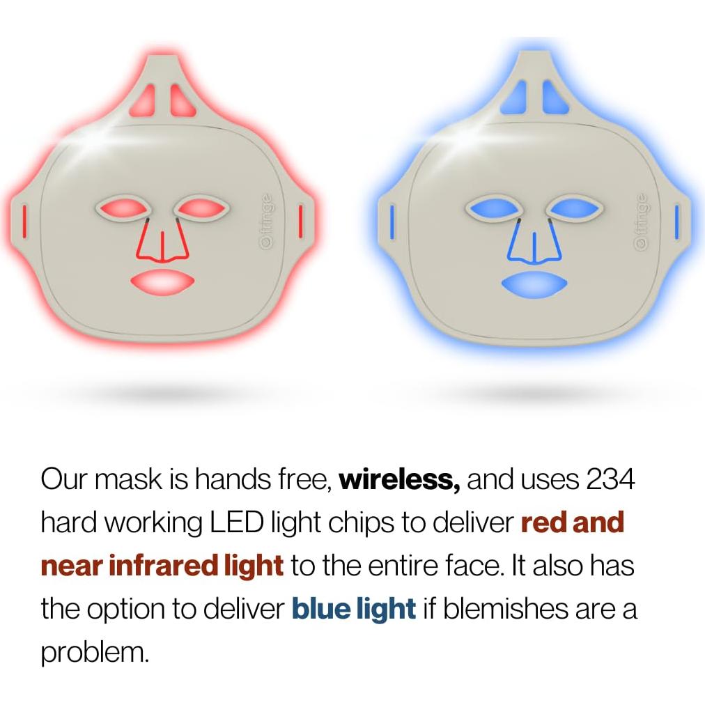 Máscara Facial de Luz Roja y Azul Fringe - Rejuvenecimiento 234 LED