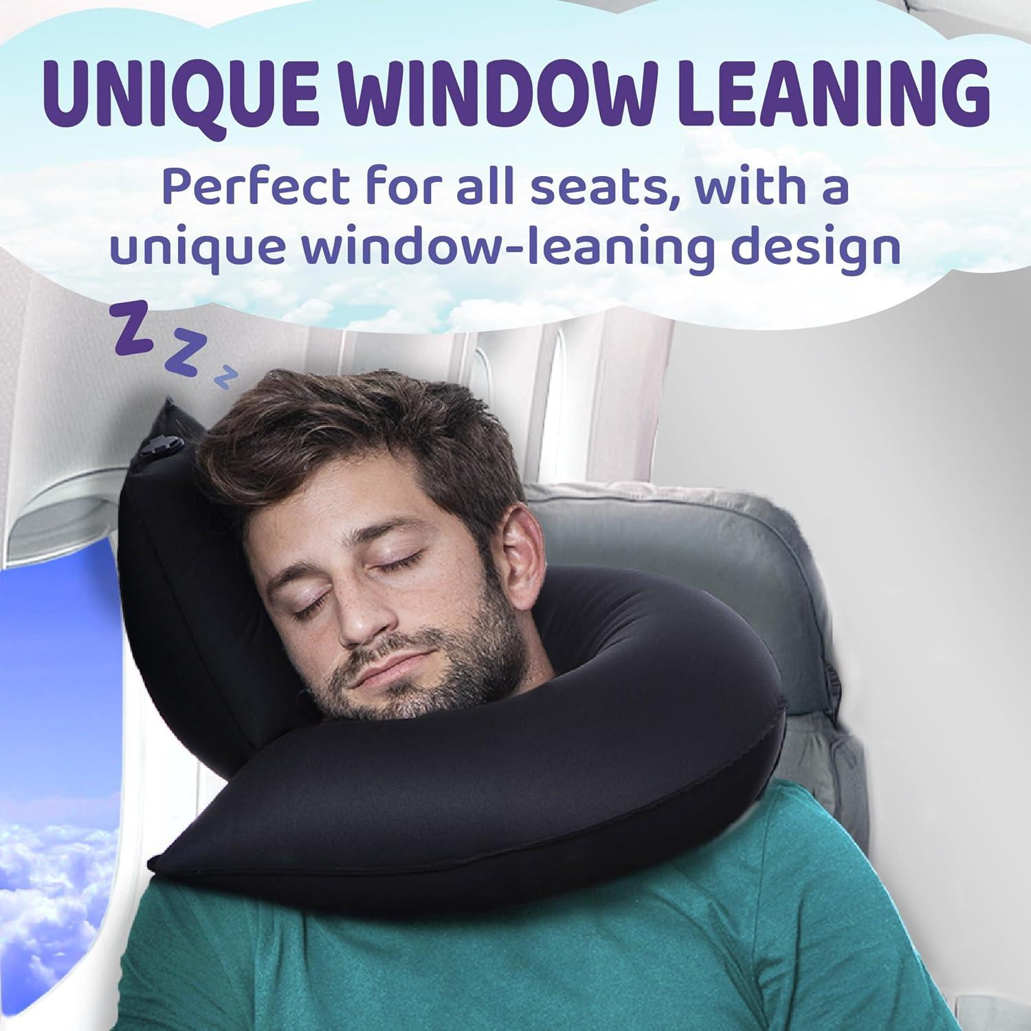 Almohada de Viaje Inflable CANDY CANE - Soporte 360° Negro