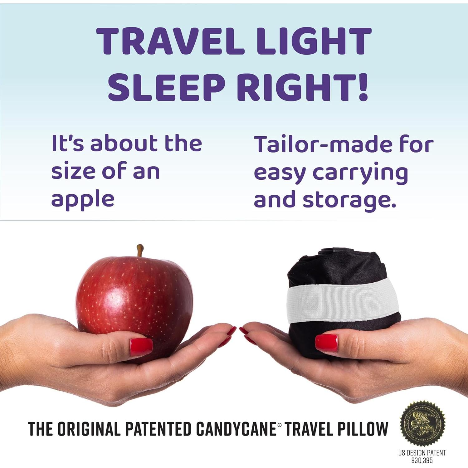 Almohada de Viaje Inflable CANDY CANE - Soporte 360° Negro