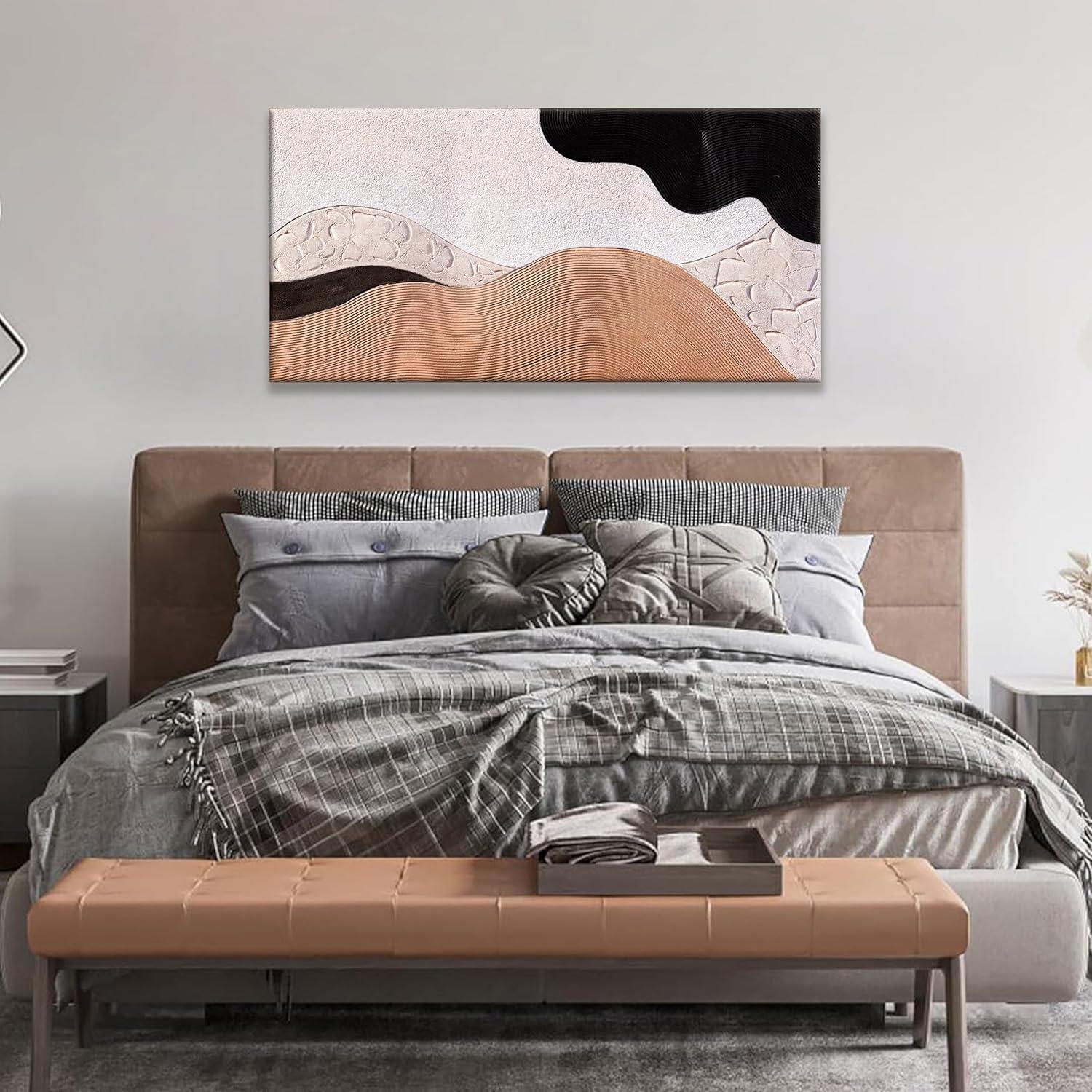 Arte de Pared Abstracto Suconvng 50x100cm Lienzo Marrón