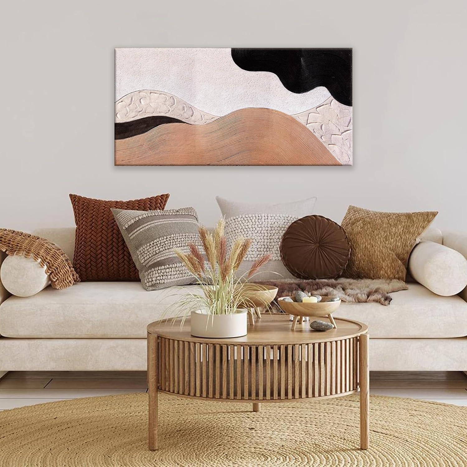 Arte de Pared Abstracto Suconvng 50x100cm Lienzo Marrón