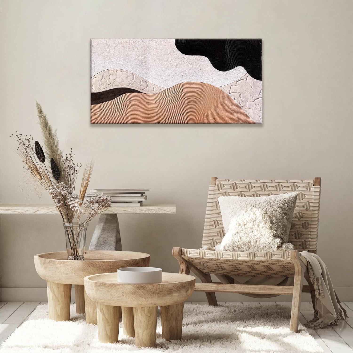 Arte de Pared Abstracto Suconvng 50x100cm Lienzo Marrón