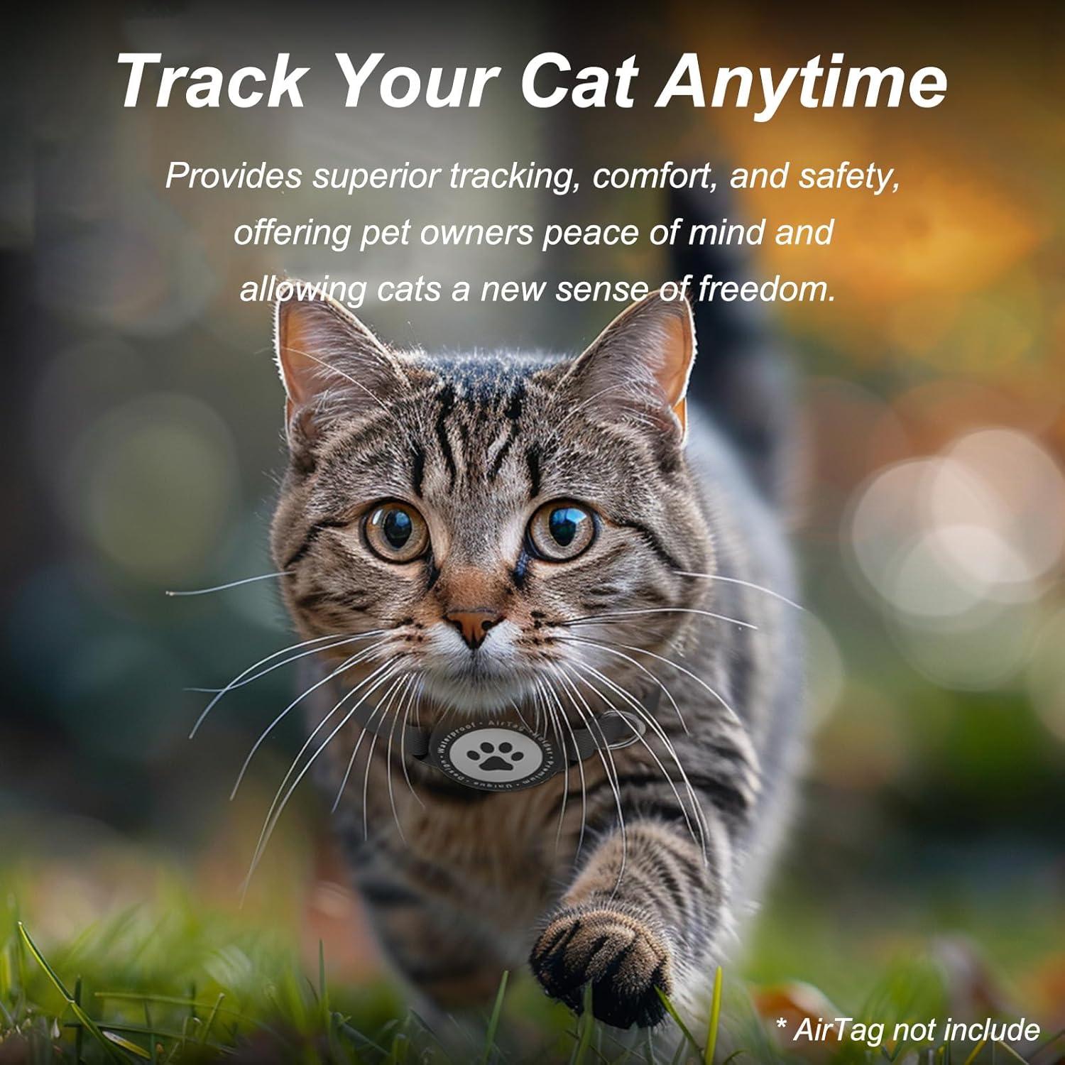 Collar para Gato Odokele con Soporte para AirTag Negro 20-31.75 cm