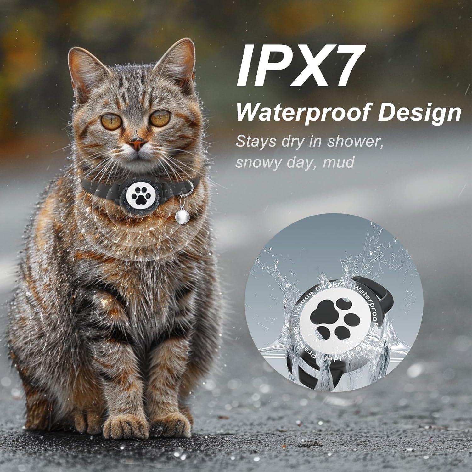 Collar para Gato Odokele con Soporte para AirTag Negro 20-31.75 cm