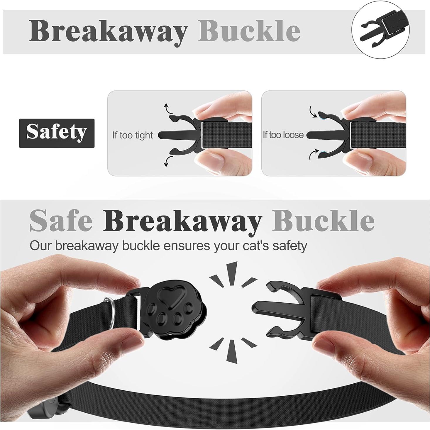 Collar para Gato Odokele con Soporte para AirTag Negro 20-31.75 cm