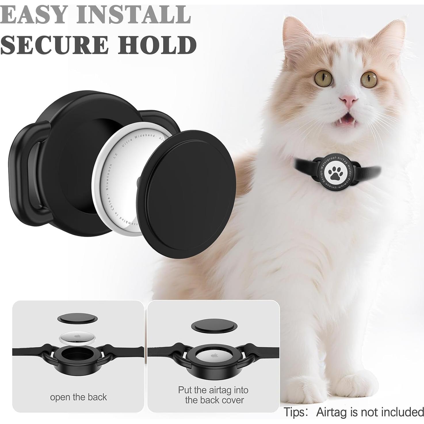 Collar para Gato Odokele con Soporte para AirTag Negro 20-31.75 cm