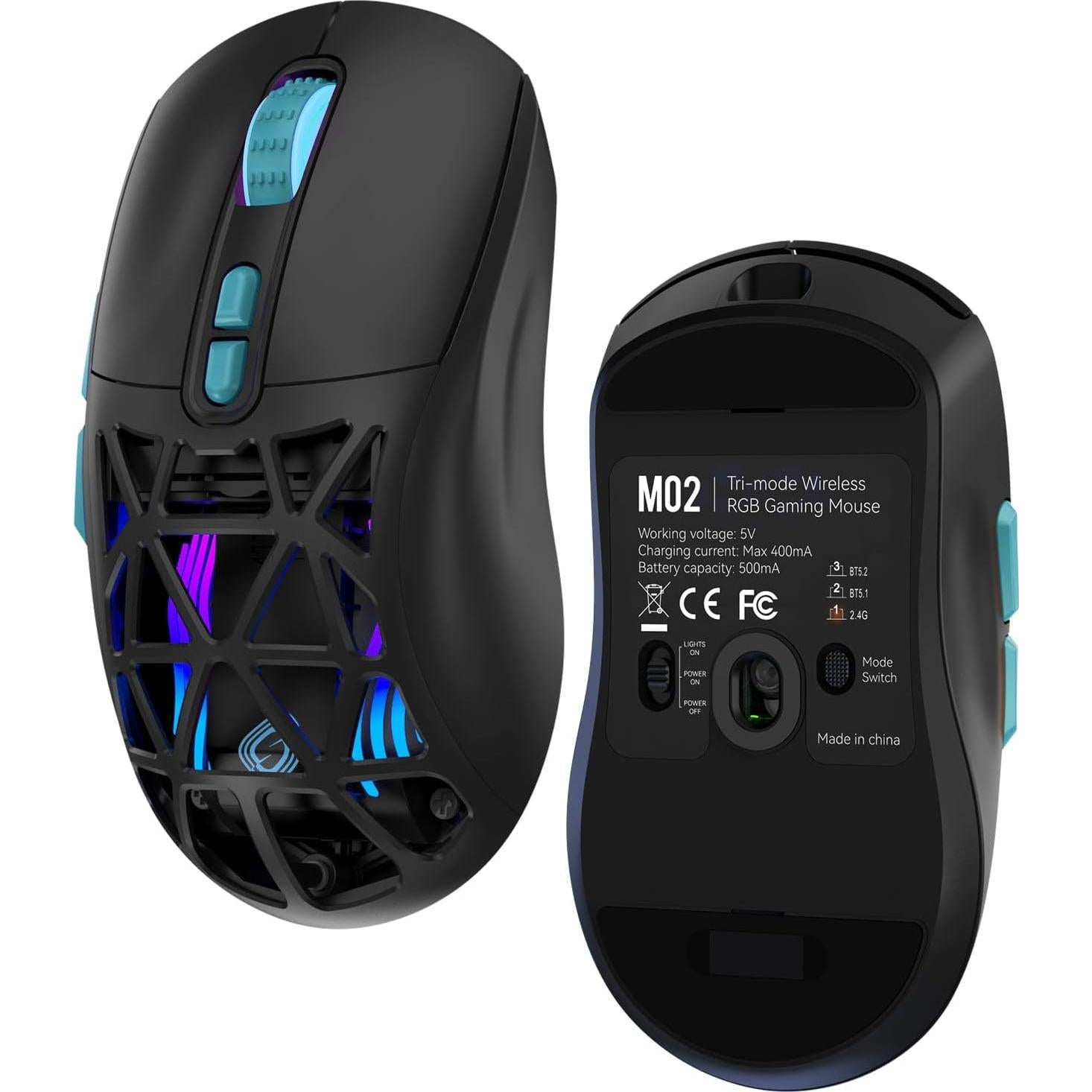 Ratón Gaming Inalámbrico Sades M02 RGB 10000 DPI Ligero