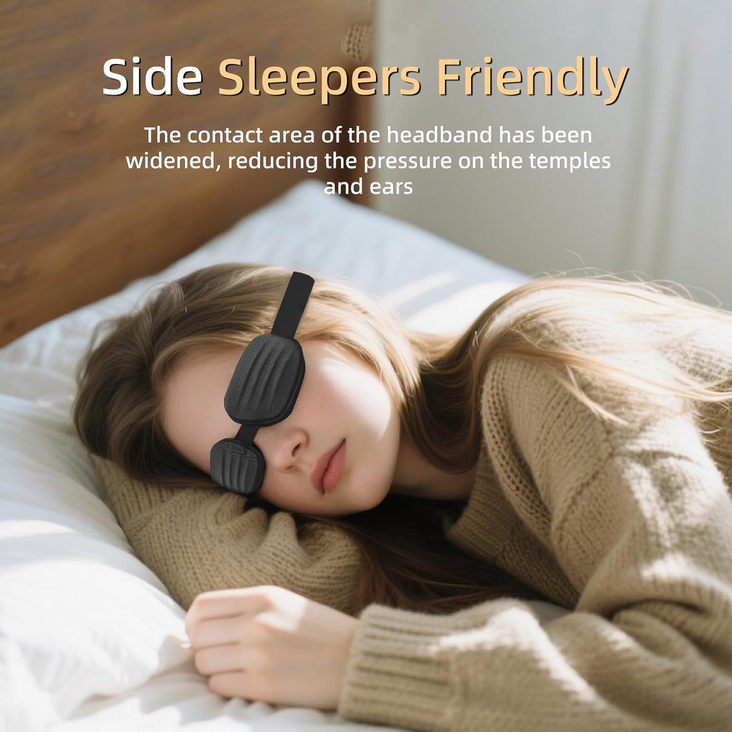 CLOZIA Máscara de Sueño 3D Negra para Ojos Secos y Durmientes de Lado