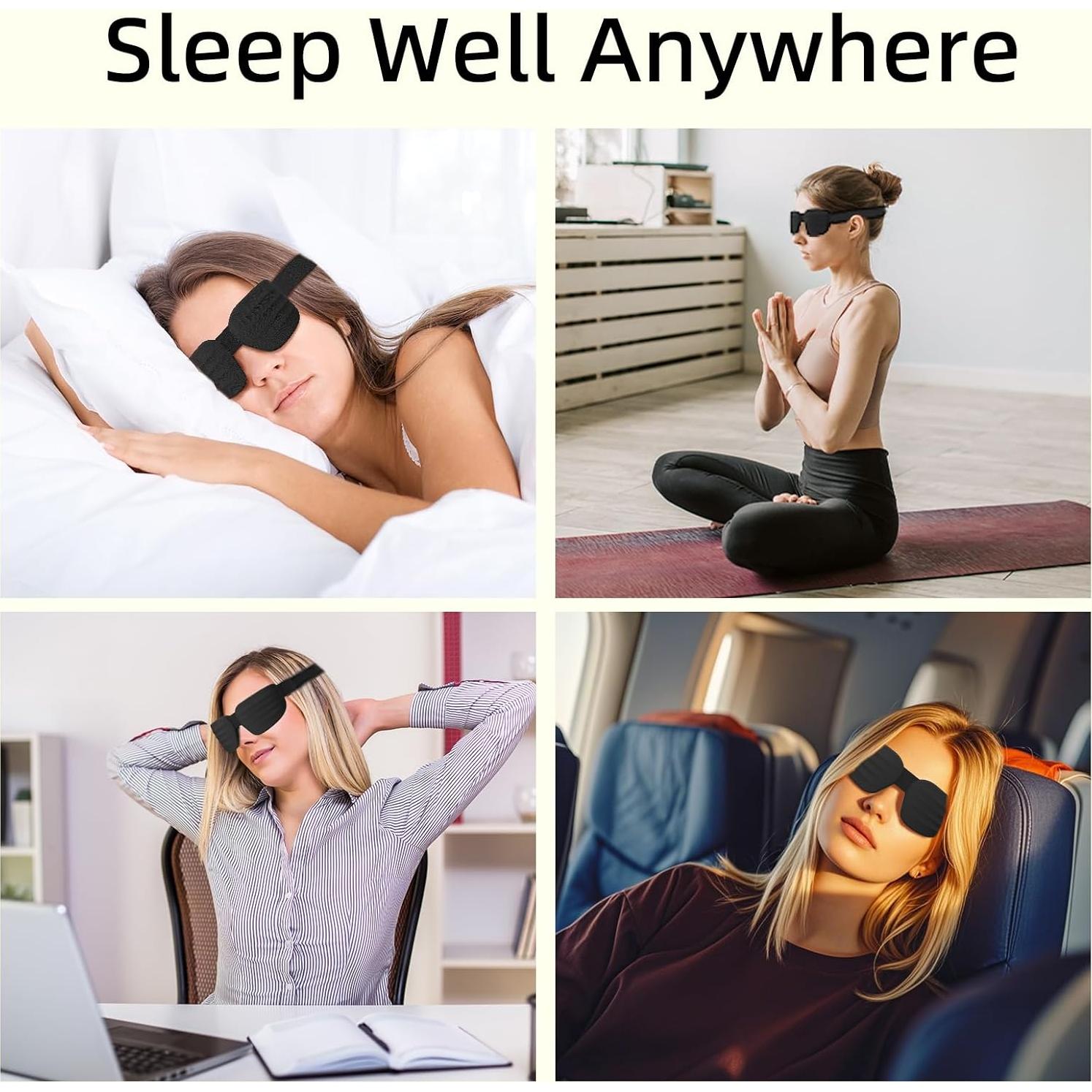 CLOZIA Máscara de Sueño 3D Negra para Ojos Secos y Durmientes de Lado