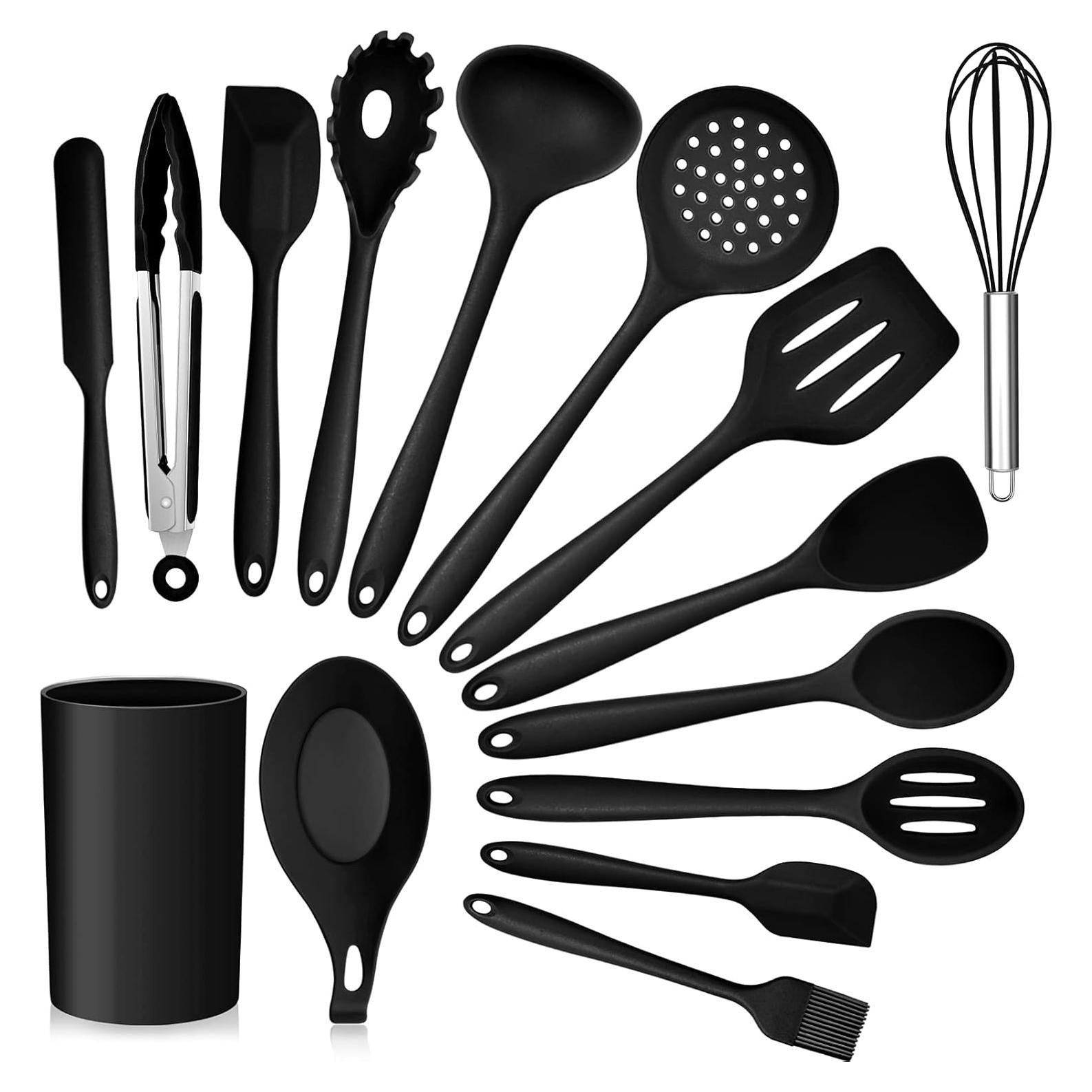 Juego de Utensilios de Cocina E-far 15 Piezas Silicona Negra