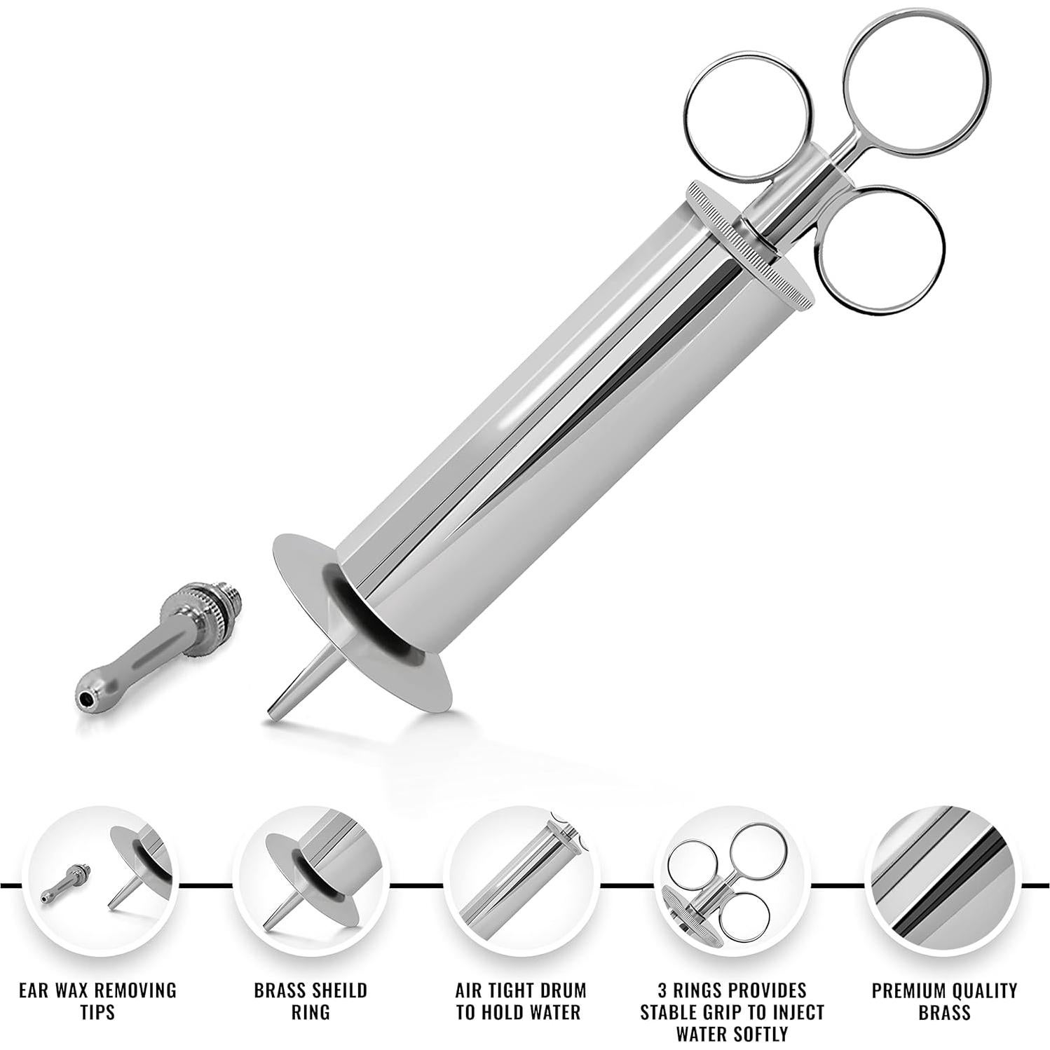 Jeringa para Remoción de Cerumen DEXSUR - Acero Inoxidable 2 Oz