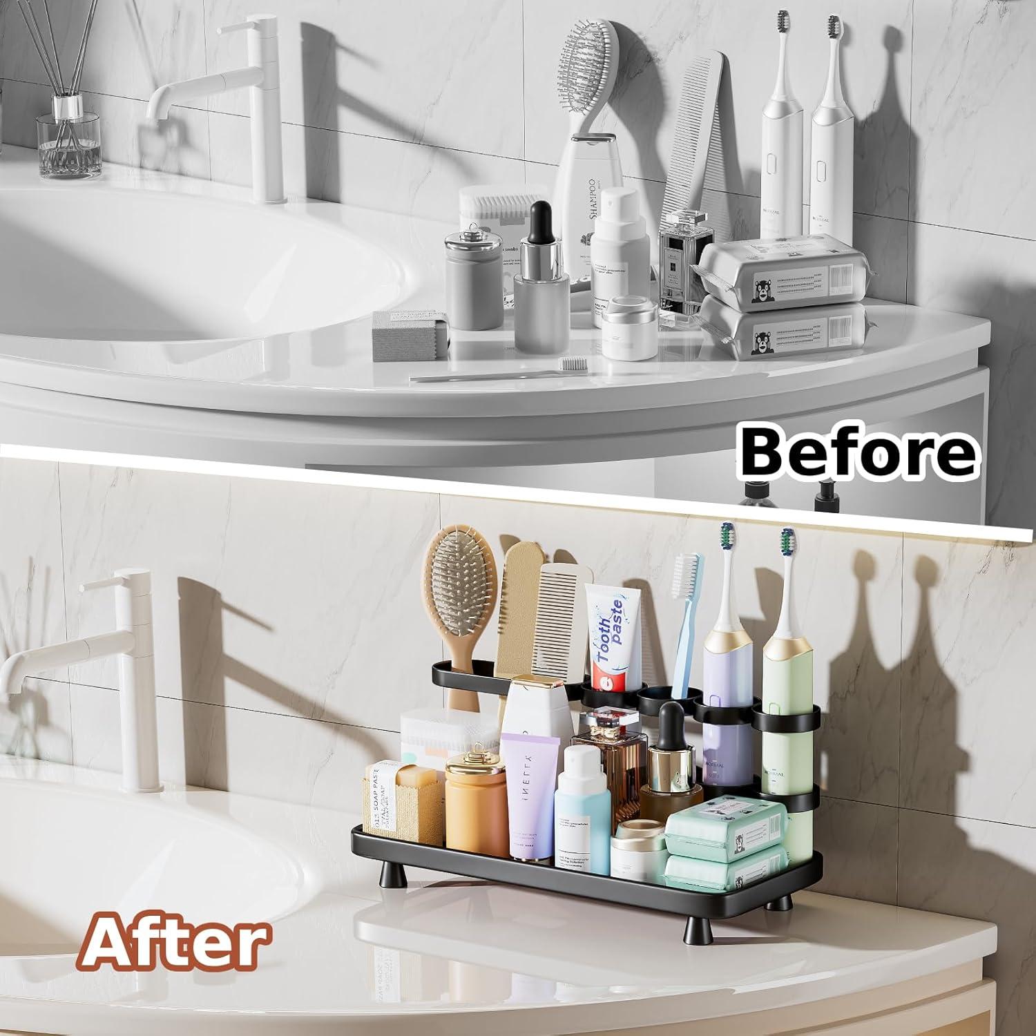 Soporte Organizador de Cepillos de Dientes YOOLENS Negro 5 Ranuras